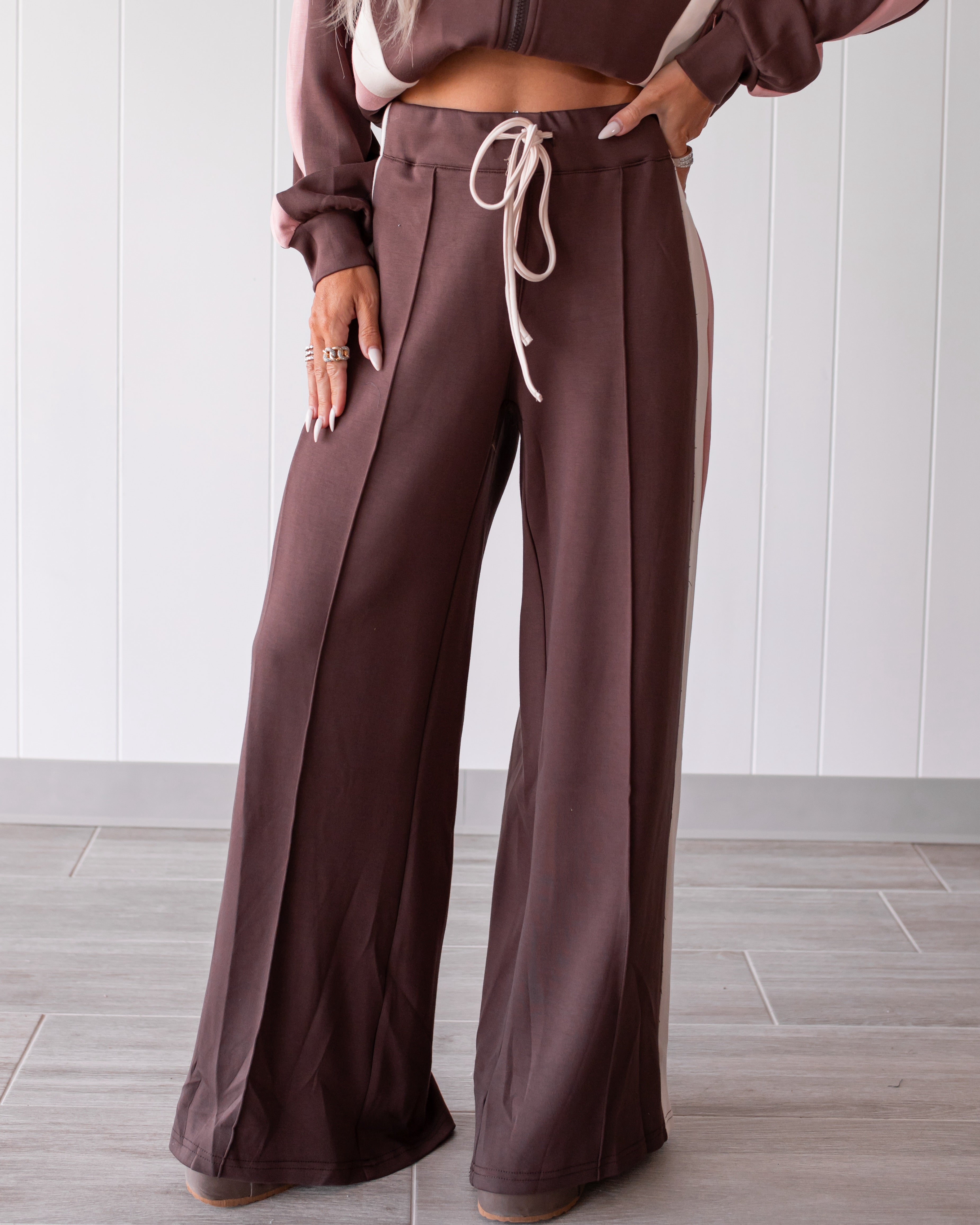 Latte Love Stripe Lounge Pants - Brown/Pink