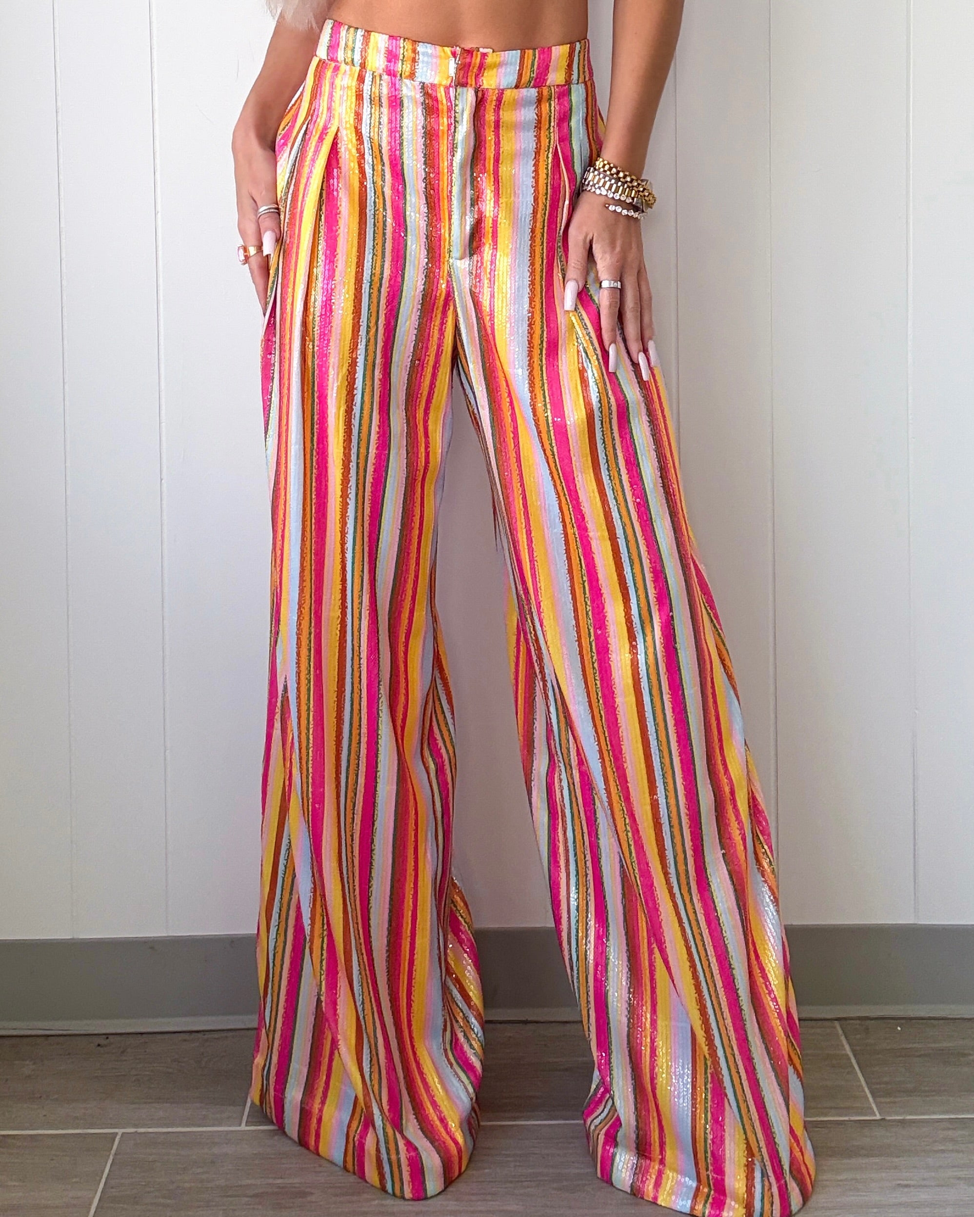 Girls Night Out Sequin Wide Leg Pants - Multi