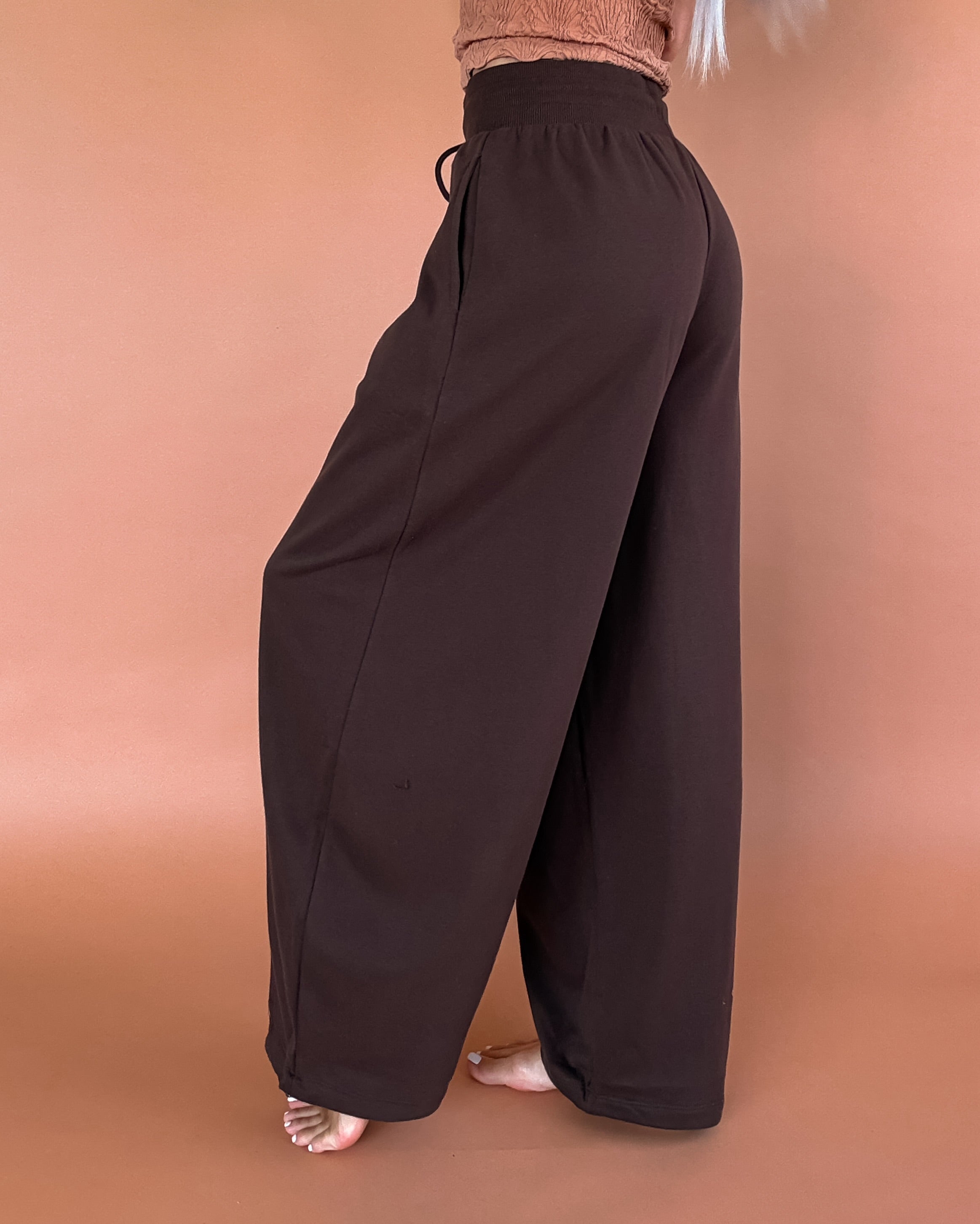 Espresso Ease Wide Leg Sweatpants