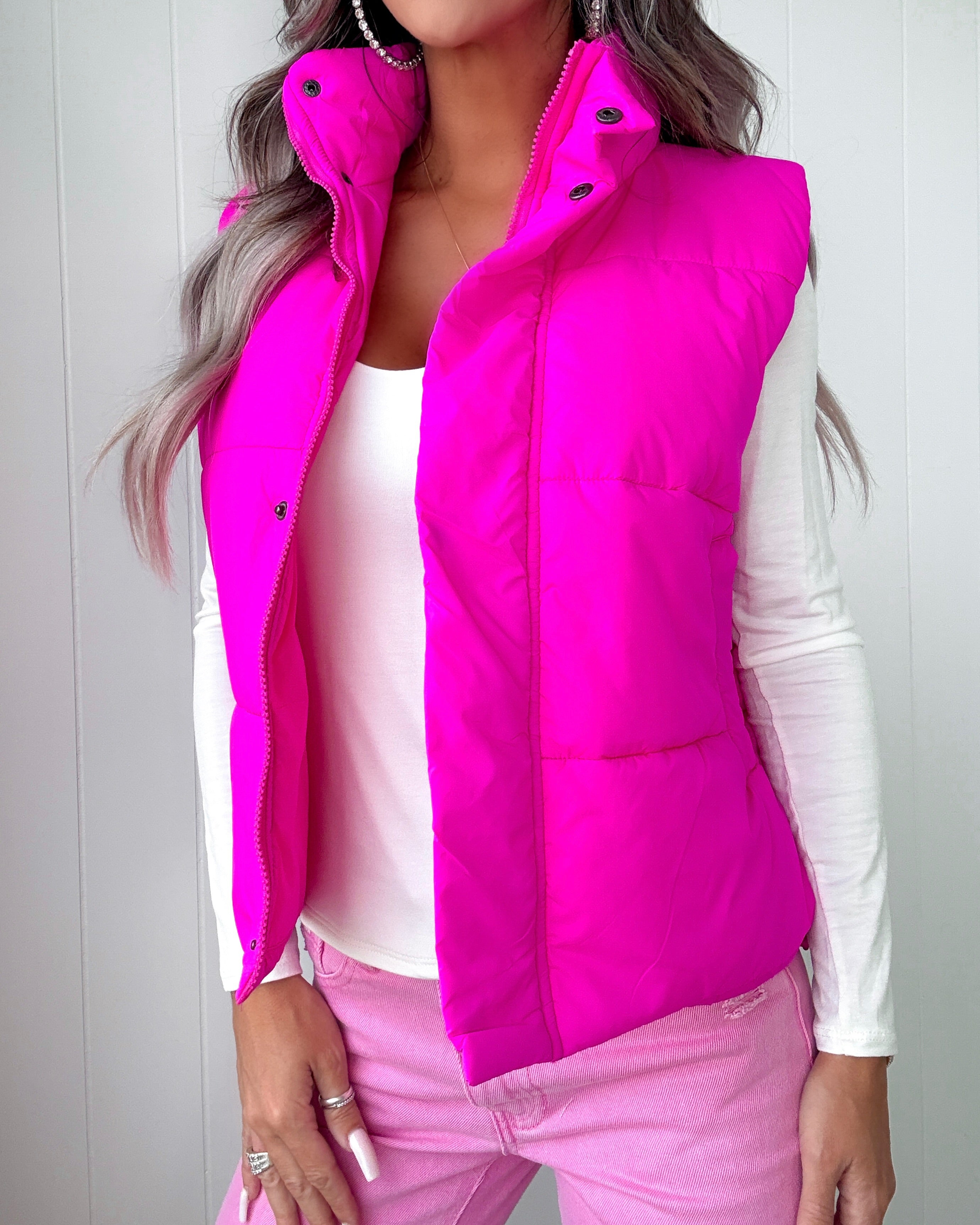 Frosted Femme Puffer Vest - Pink