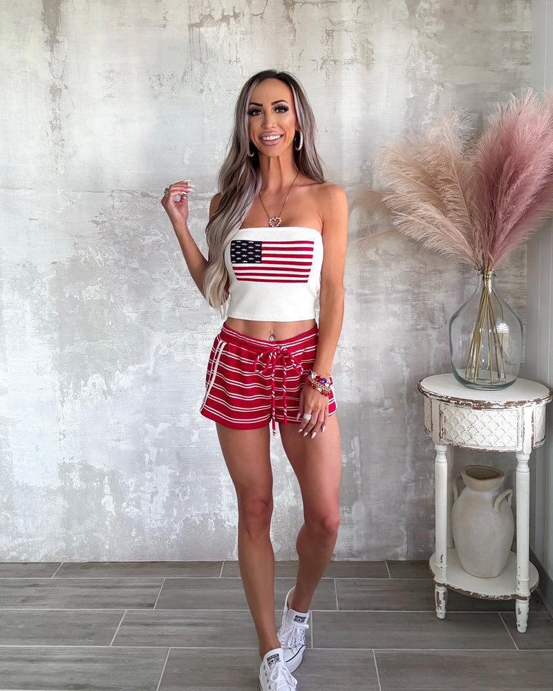 All American Strapless Crop Top - Ivory