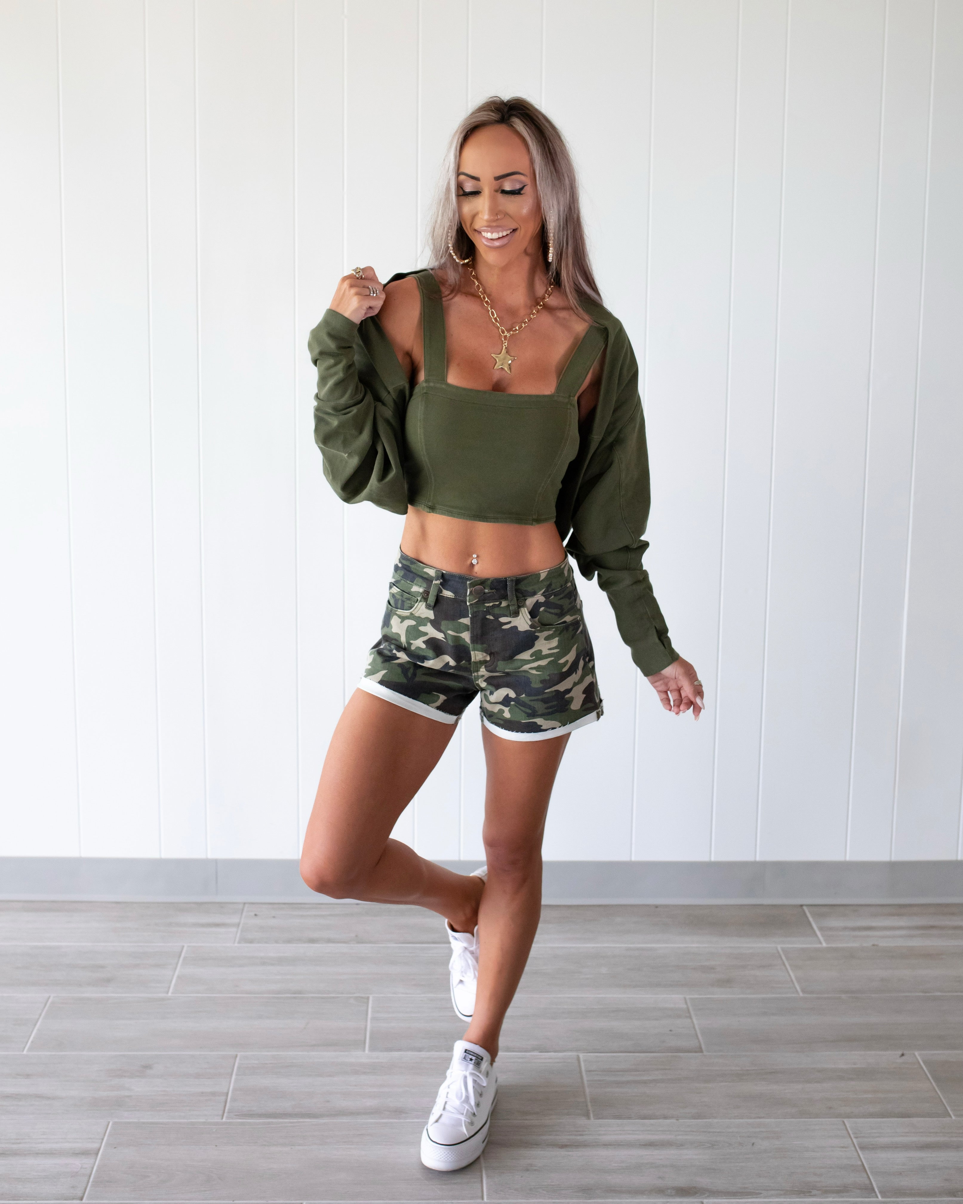 Blending In Cardigan Set - Green