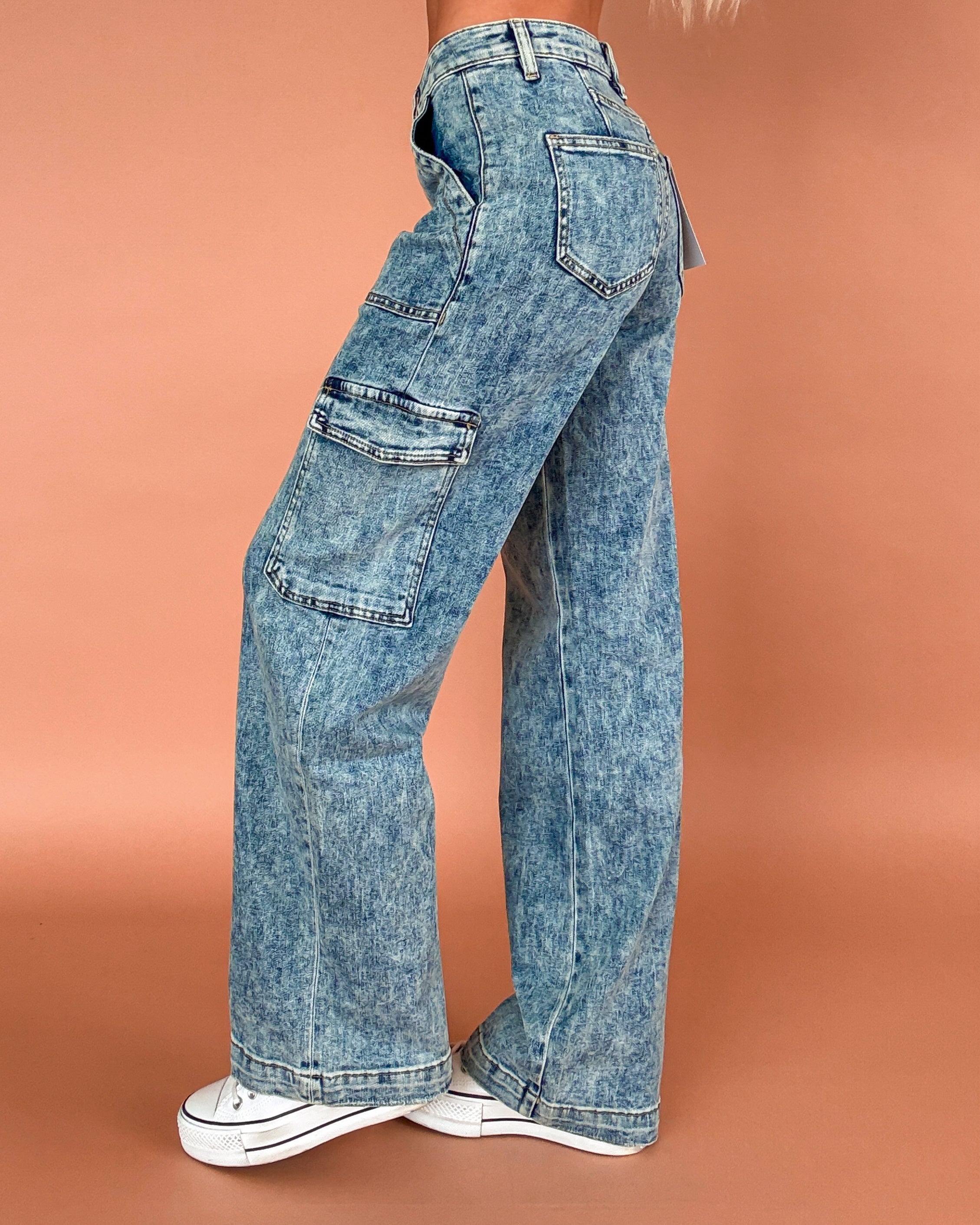 Nova Cargo High Rise Jeans - Acid Wash