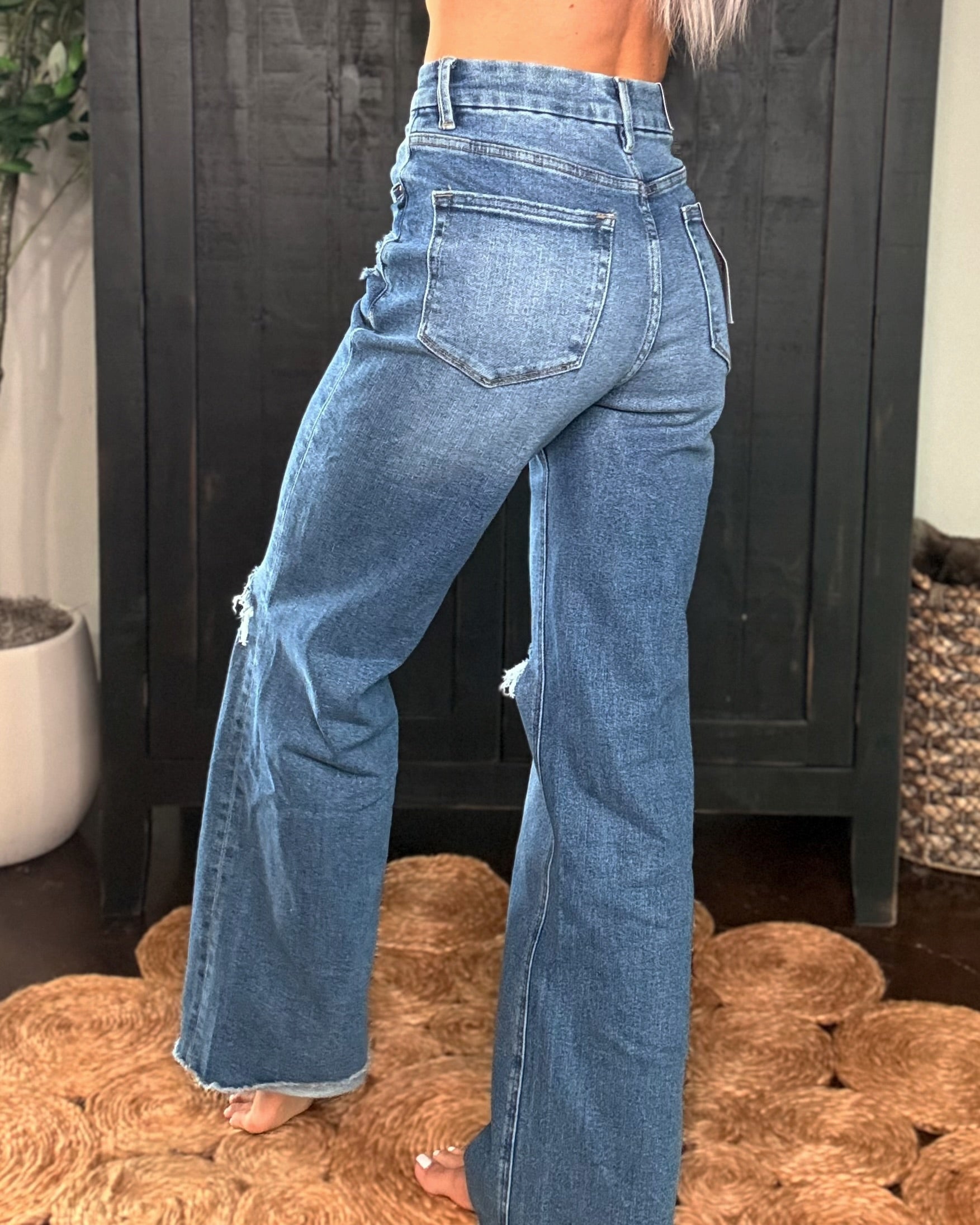 Pixie High Waist Distressed Jeans - Medium Wash