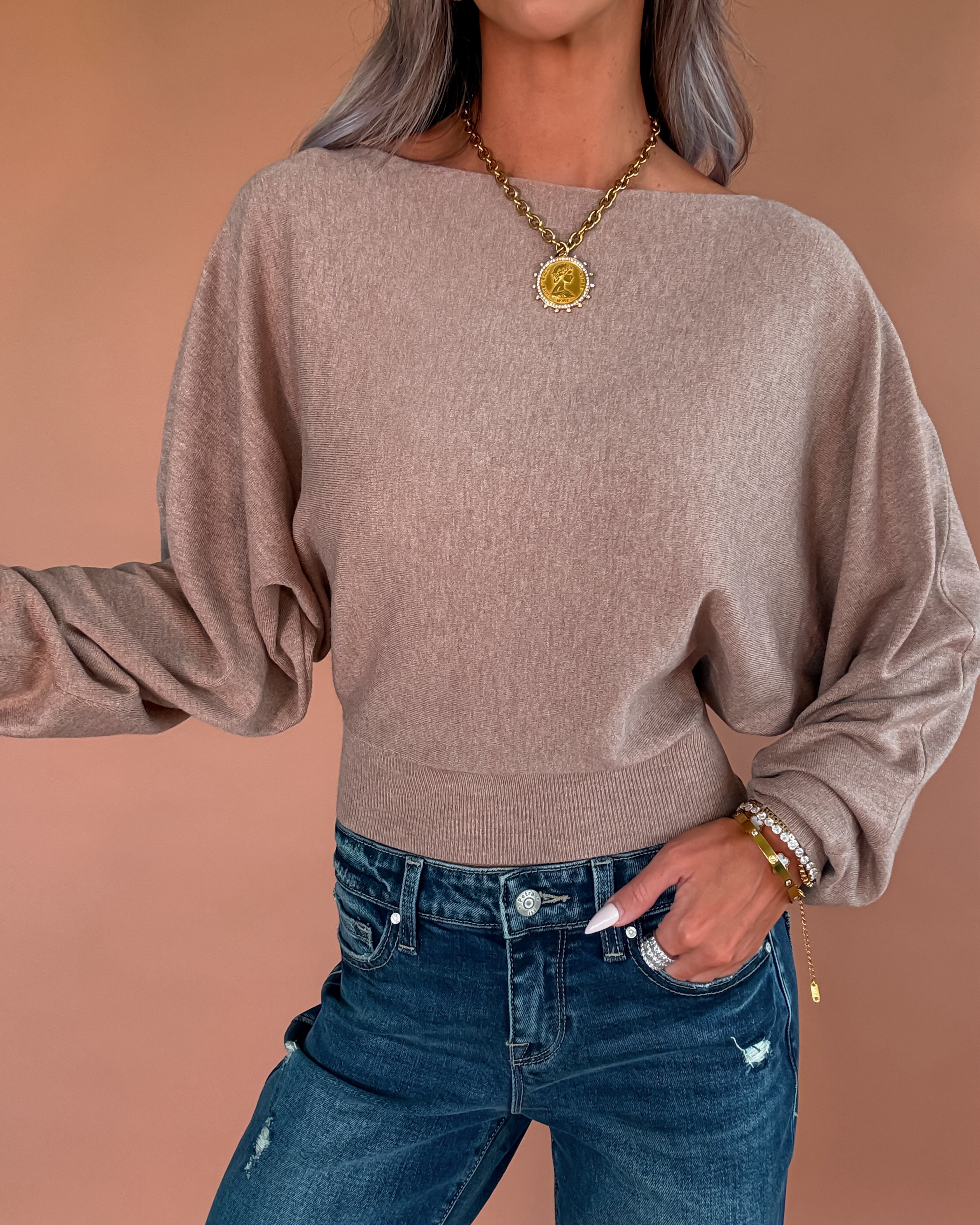 Cloud Muse Cashmere Blend Dolman Top - Camel