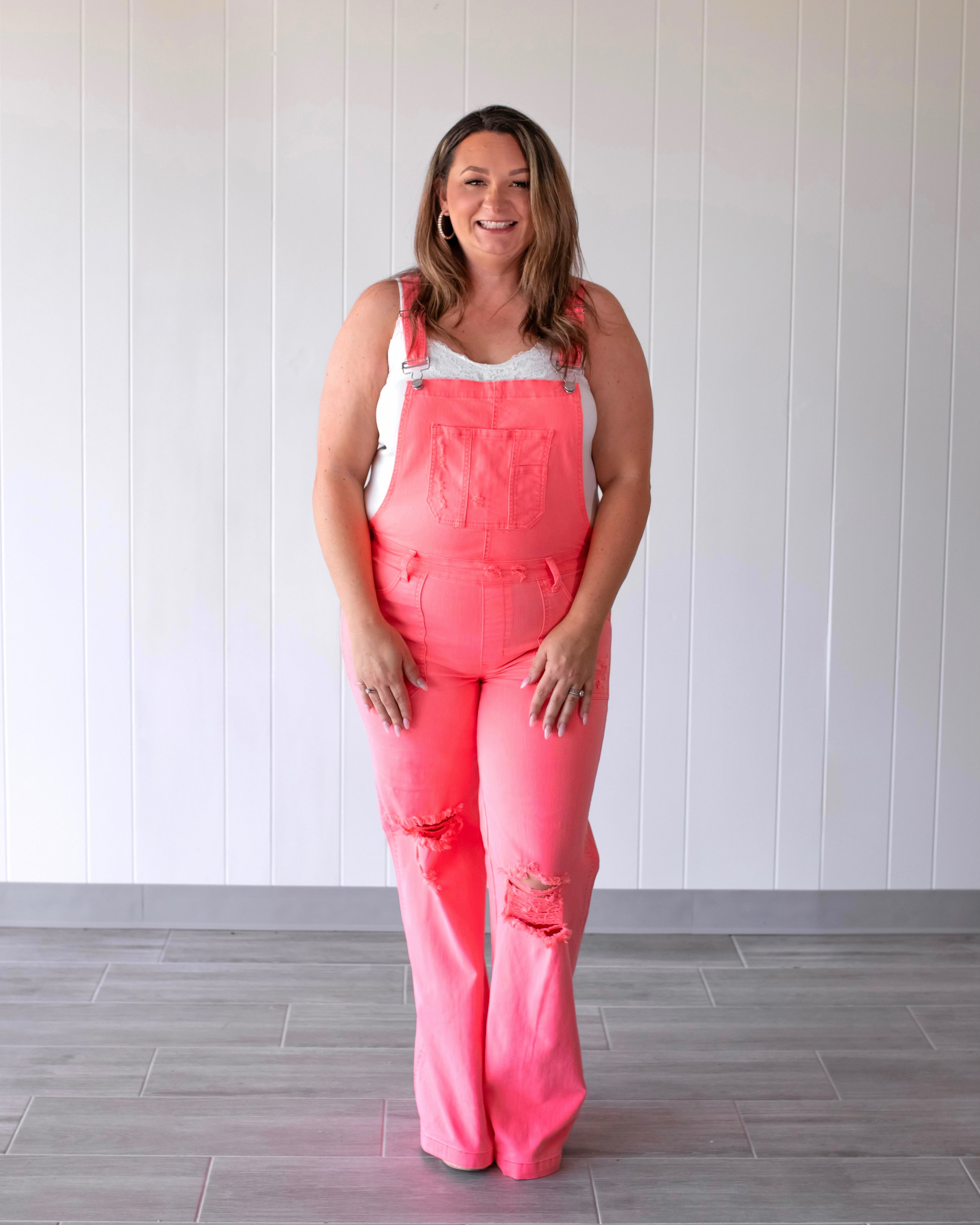 Acid Dream Wide Leg Overalls - Coral