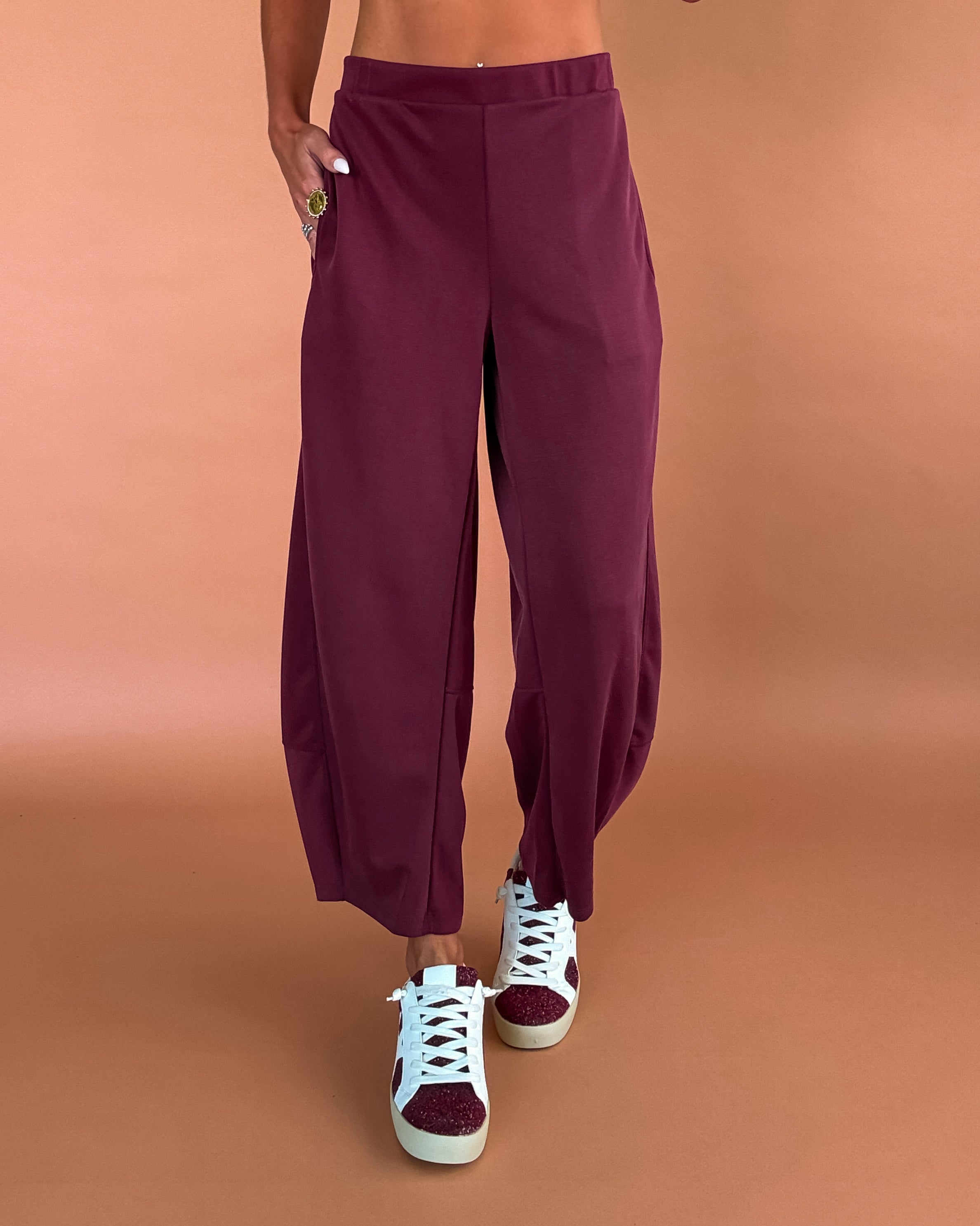 Midnight Current Scuba Barrel Pants - Wine