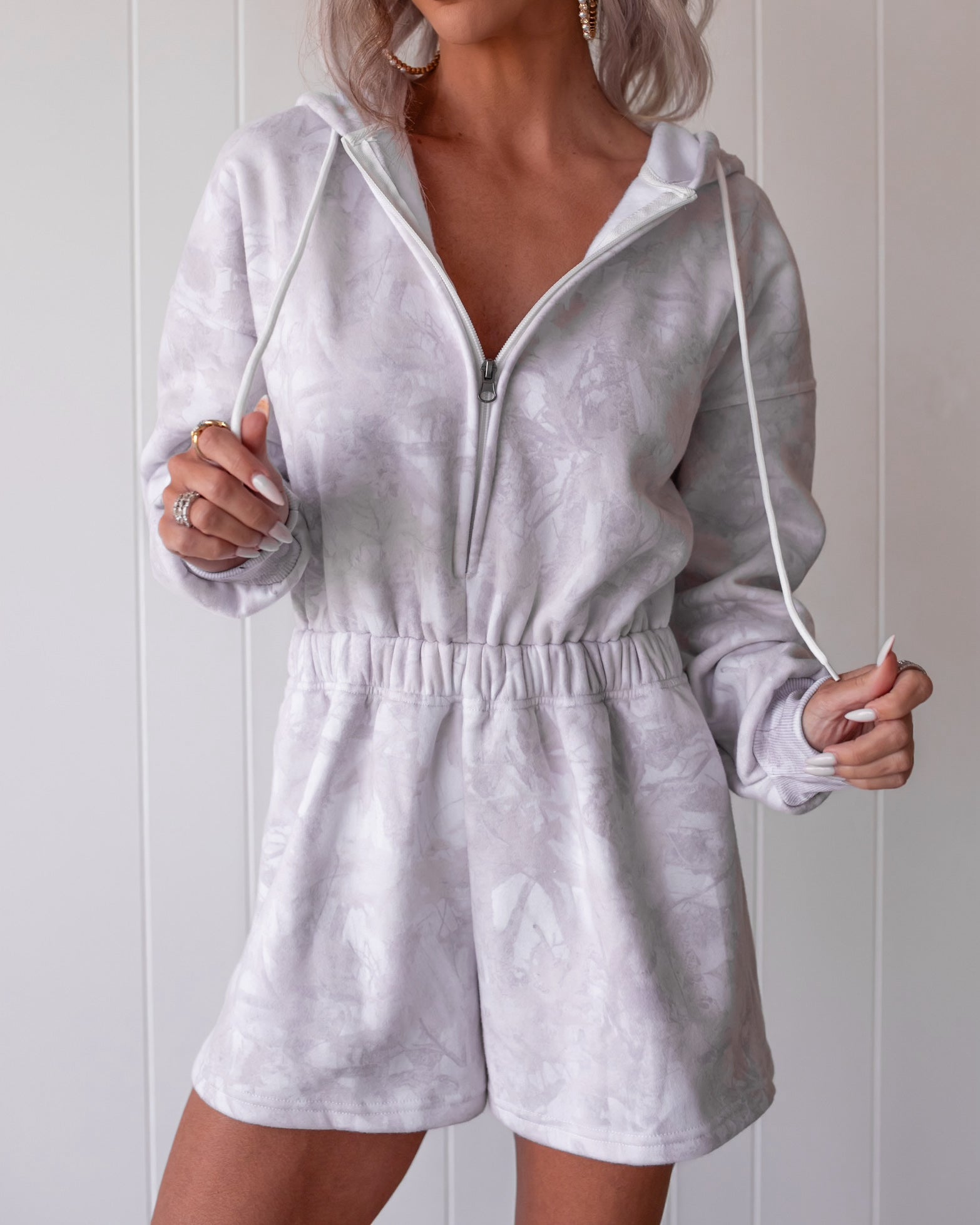 Backwoods Babe Hooded Romper - Cream Camo