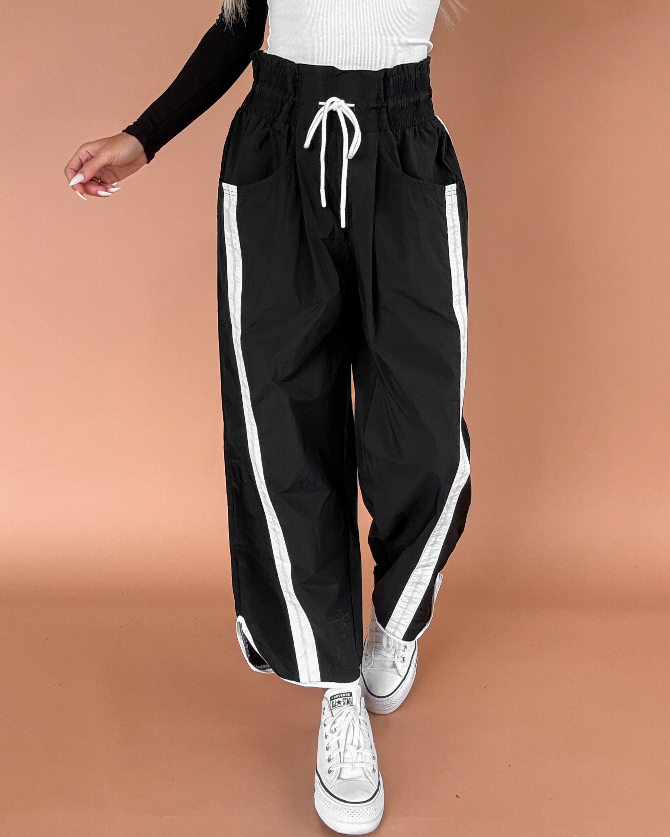 Fast Lane Windbreaker Track Pants - Black