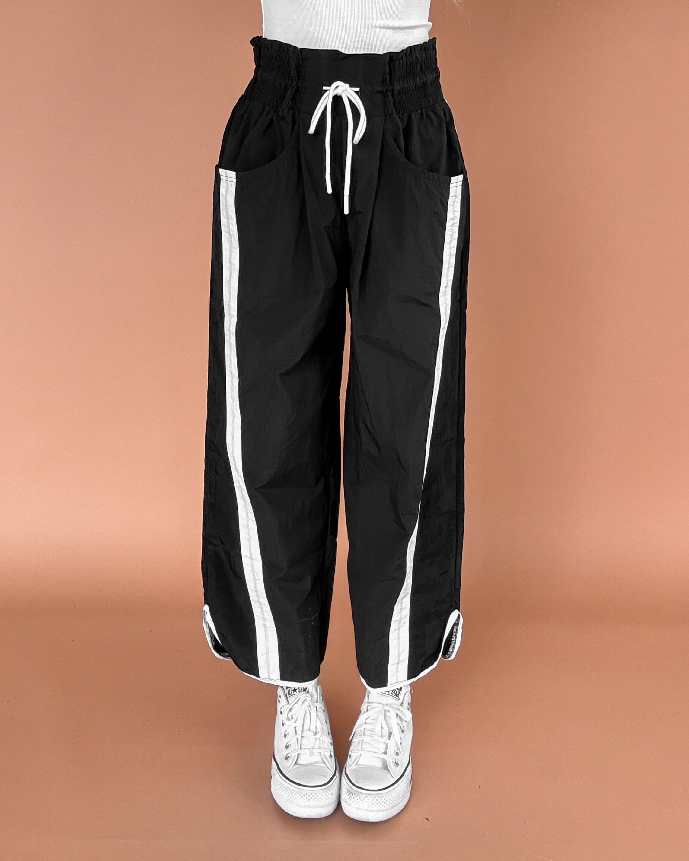 Fast Lane Windbreaker Track Pants - Black