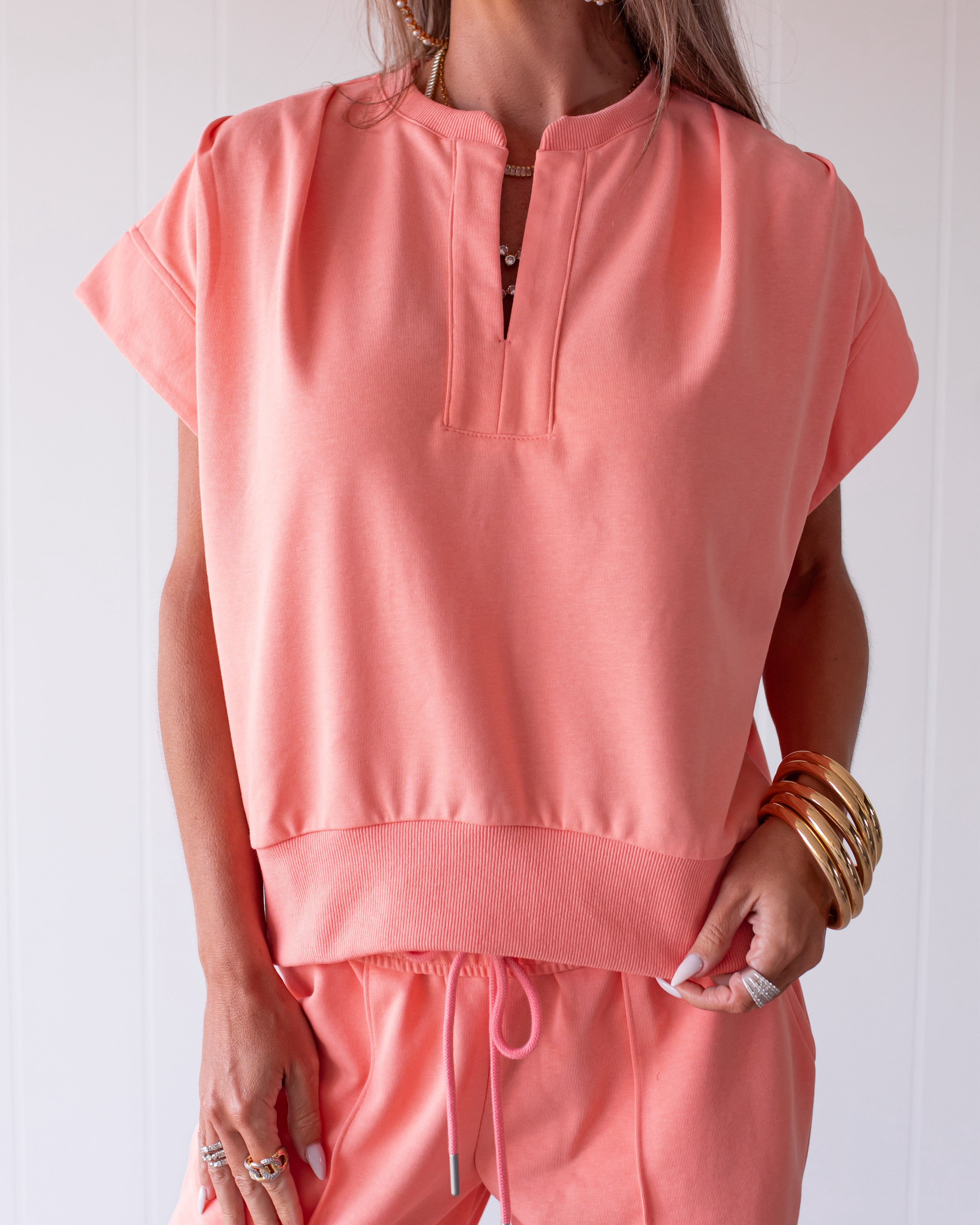 Spring Ease Lounge Top - Coral