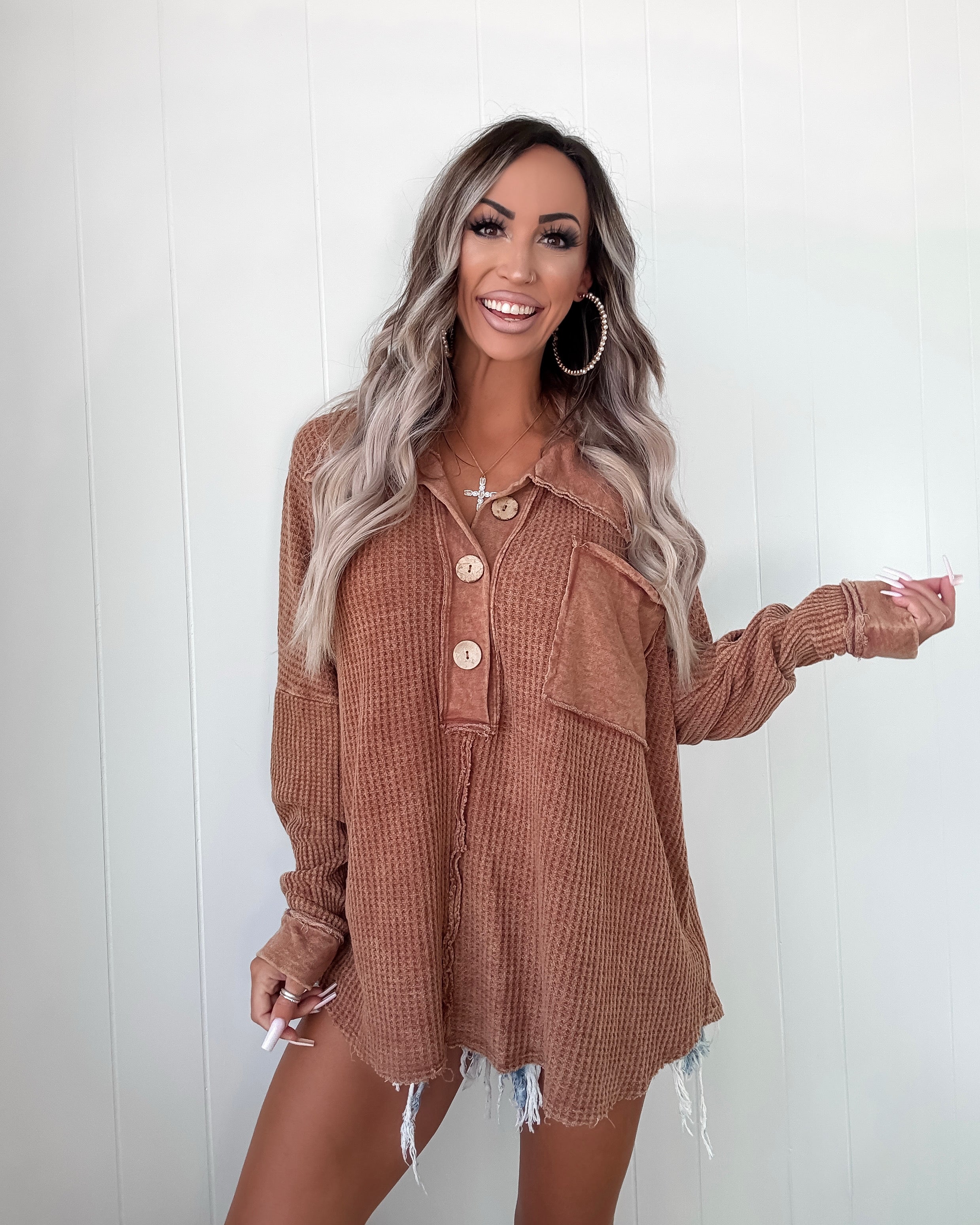 Mineral Muse Waffle Tunic - Camel