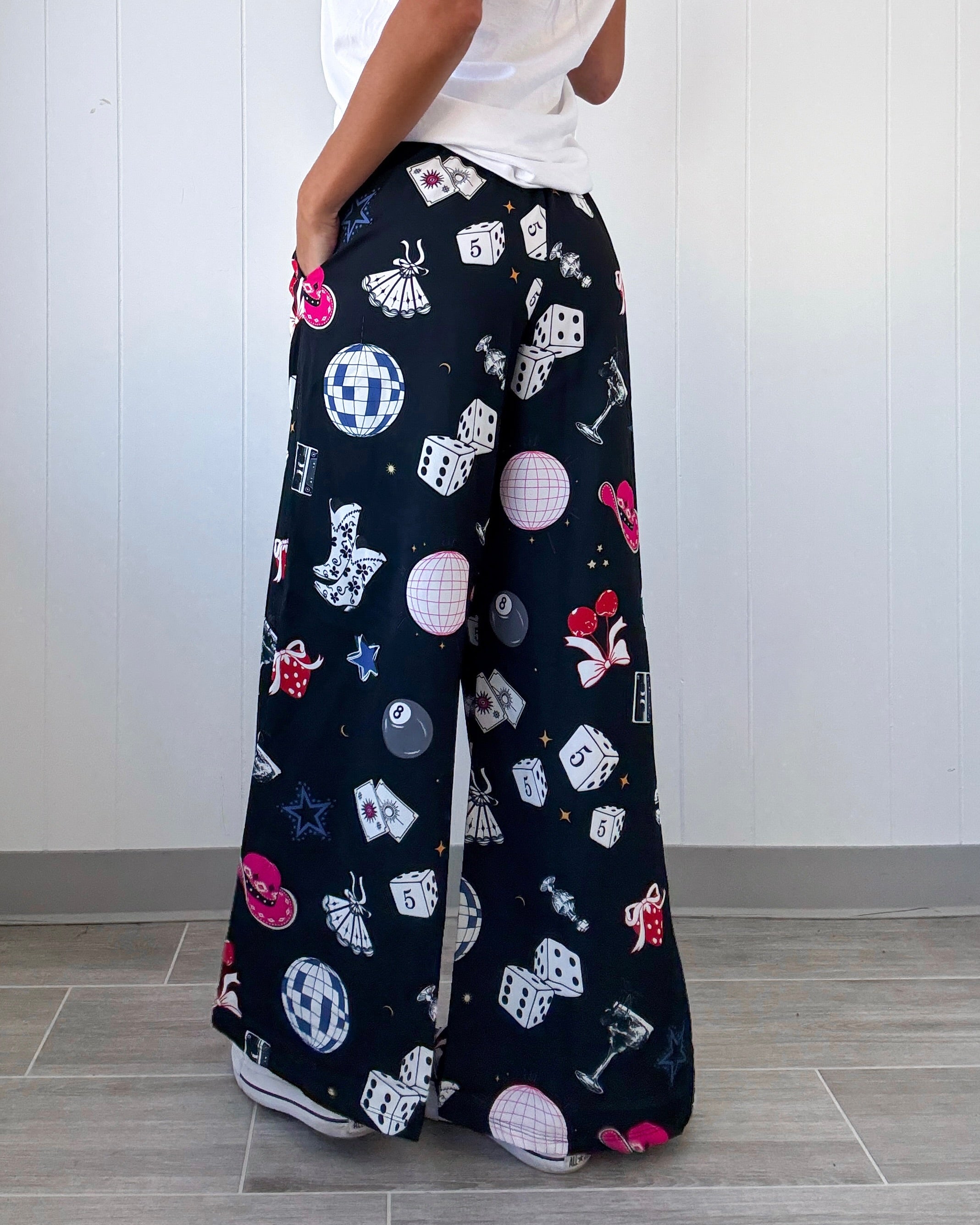 Lucky Roll Satin Pants - Black