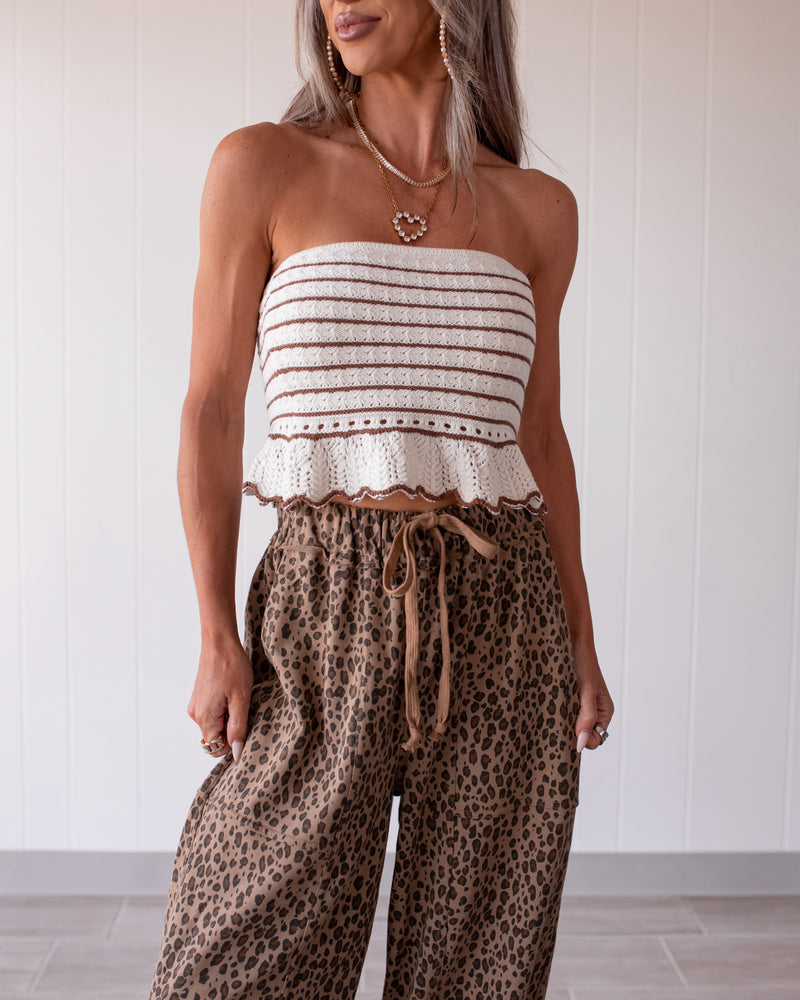 Ruffle My Feathers Tube Top - Off White/Mink