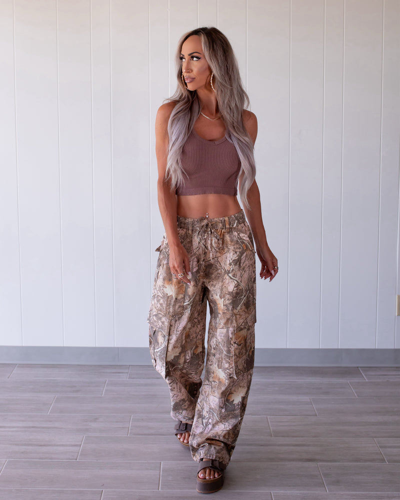 Blush & Bloom Camo Cargo Pants