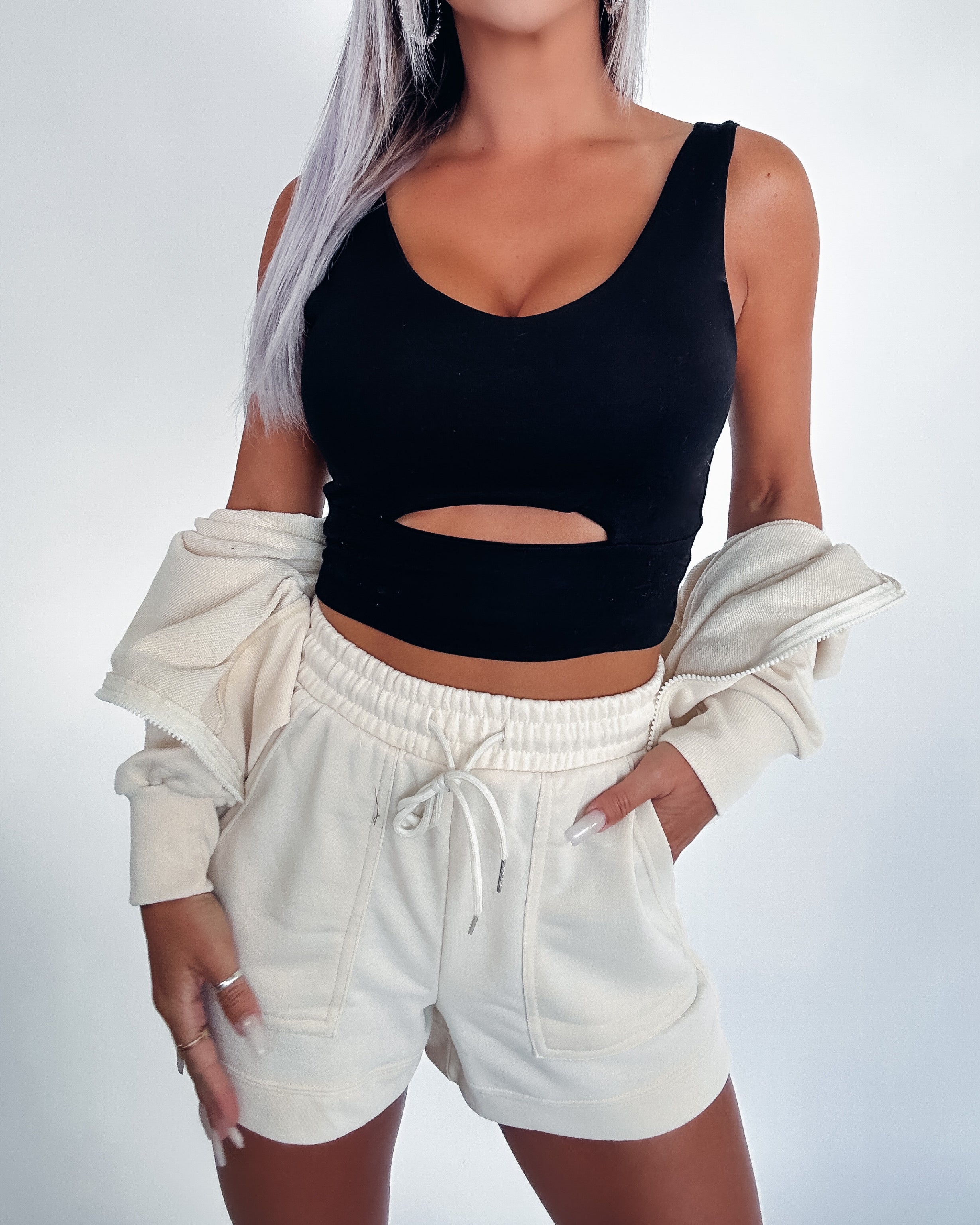 Have It My Way Cropped Cutout Top- Black