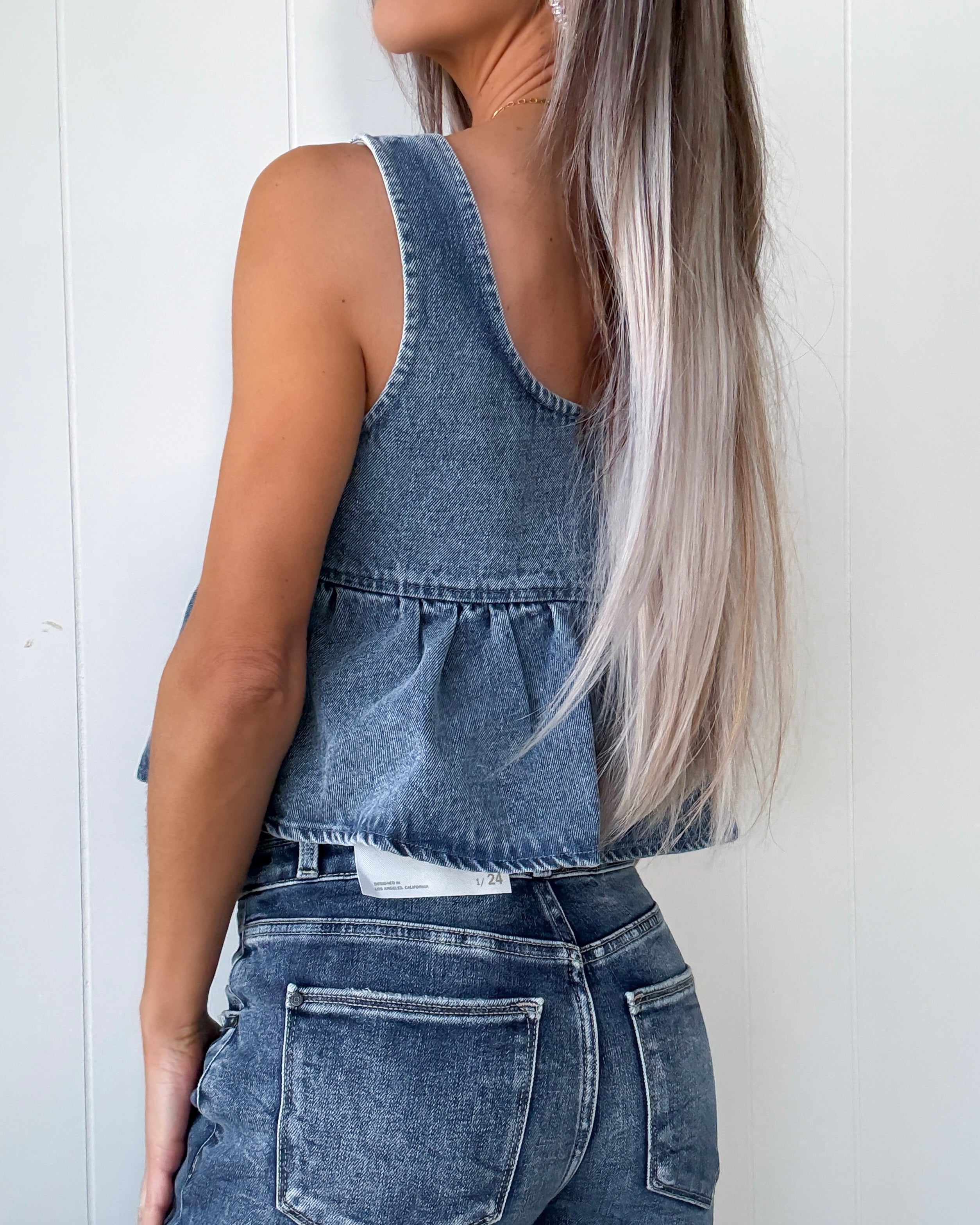 Flared Tie Denim Top