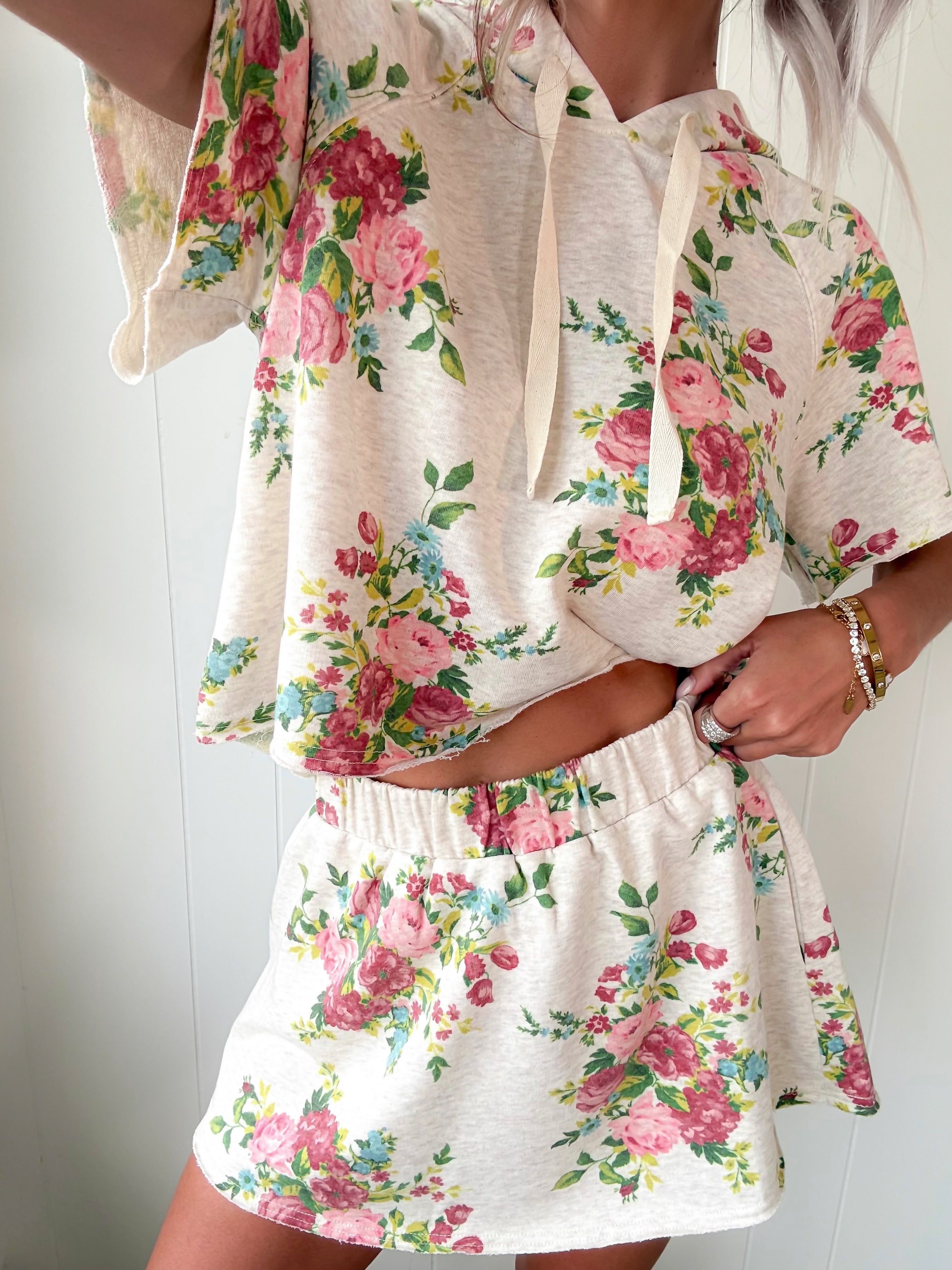 Blooming Bliss Hoodie & Skort Set - Oatmeal