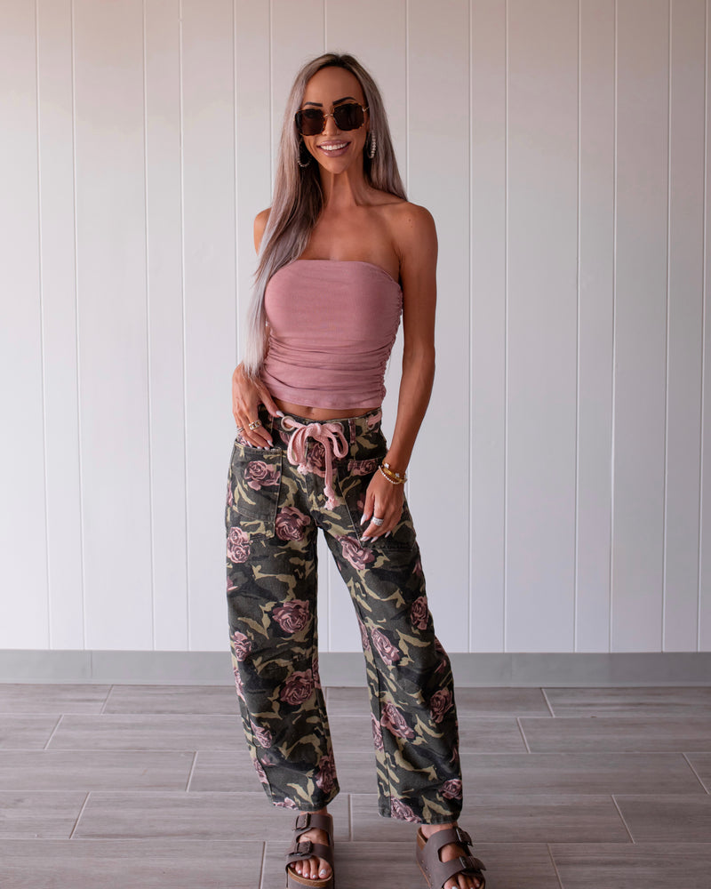 Floral Force Barrel Jeans - Camo