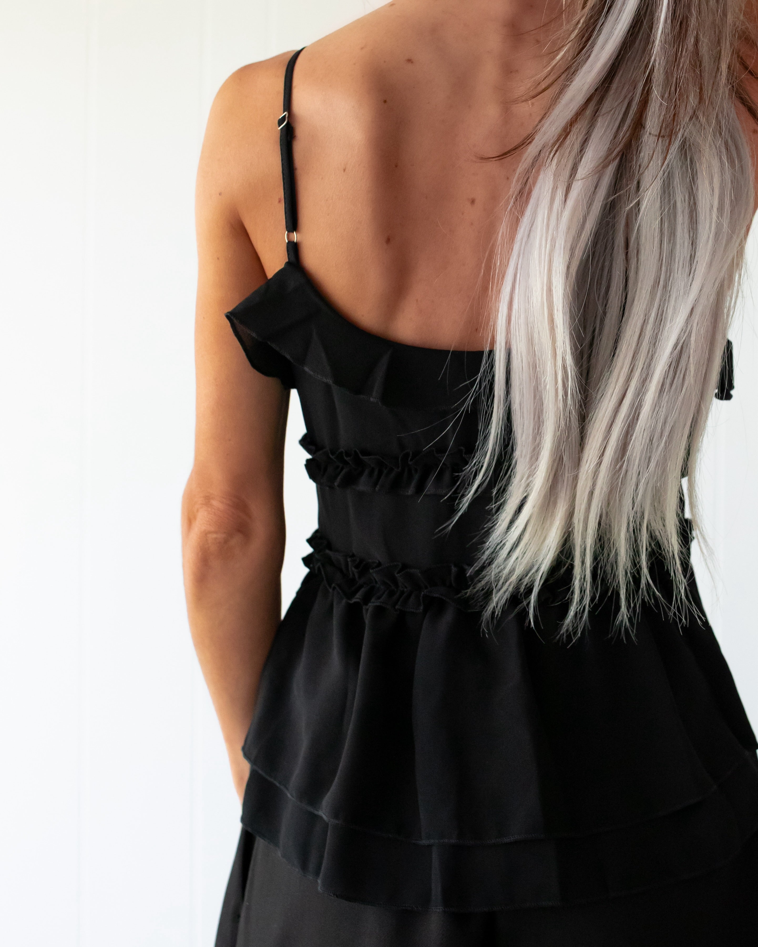 Ruffle Me Softly Cami - Black
