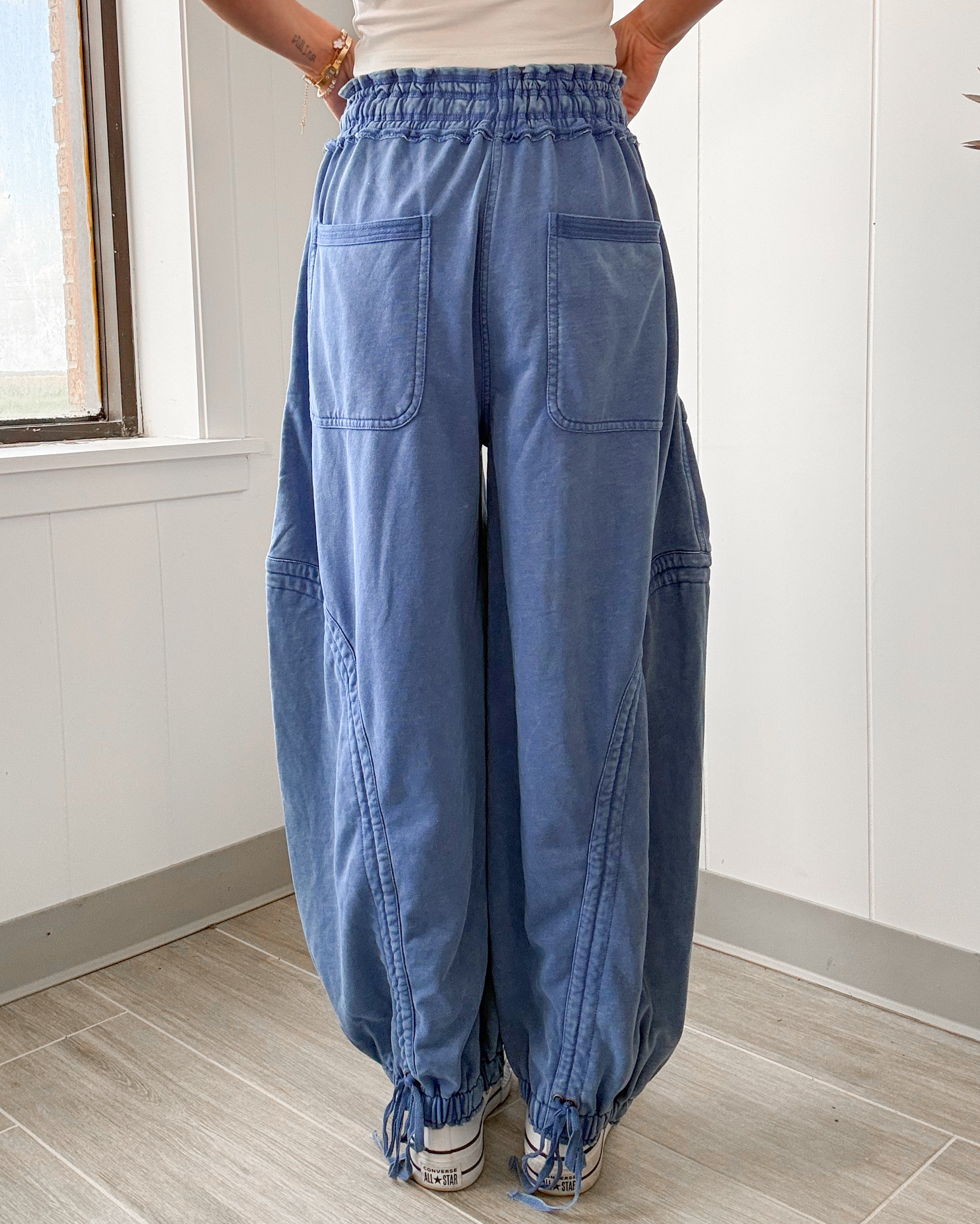 Rosie Balloon Tie Pants - Blue