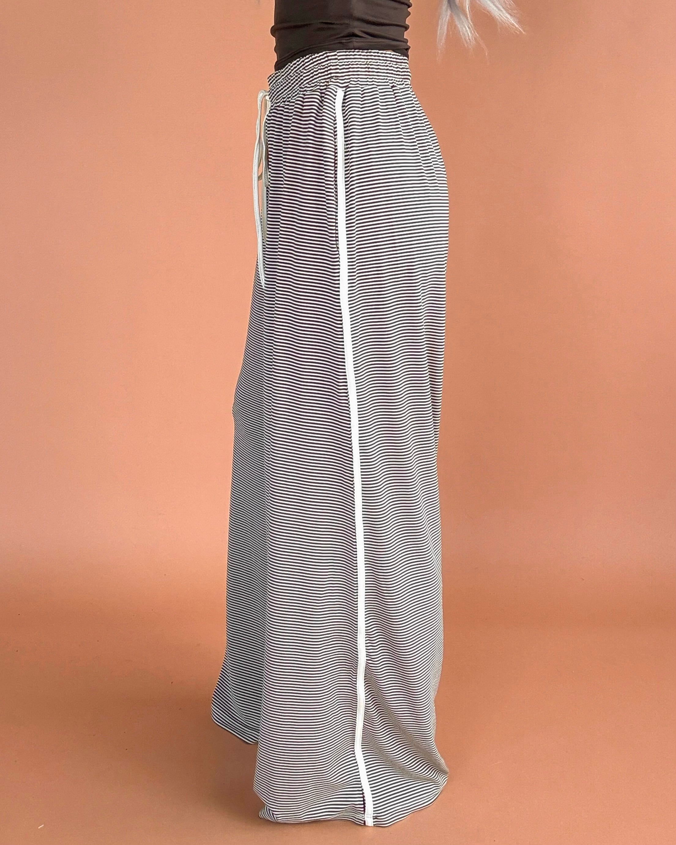 Sugarwood Striped Wide Leg Pants - Brown/Cream