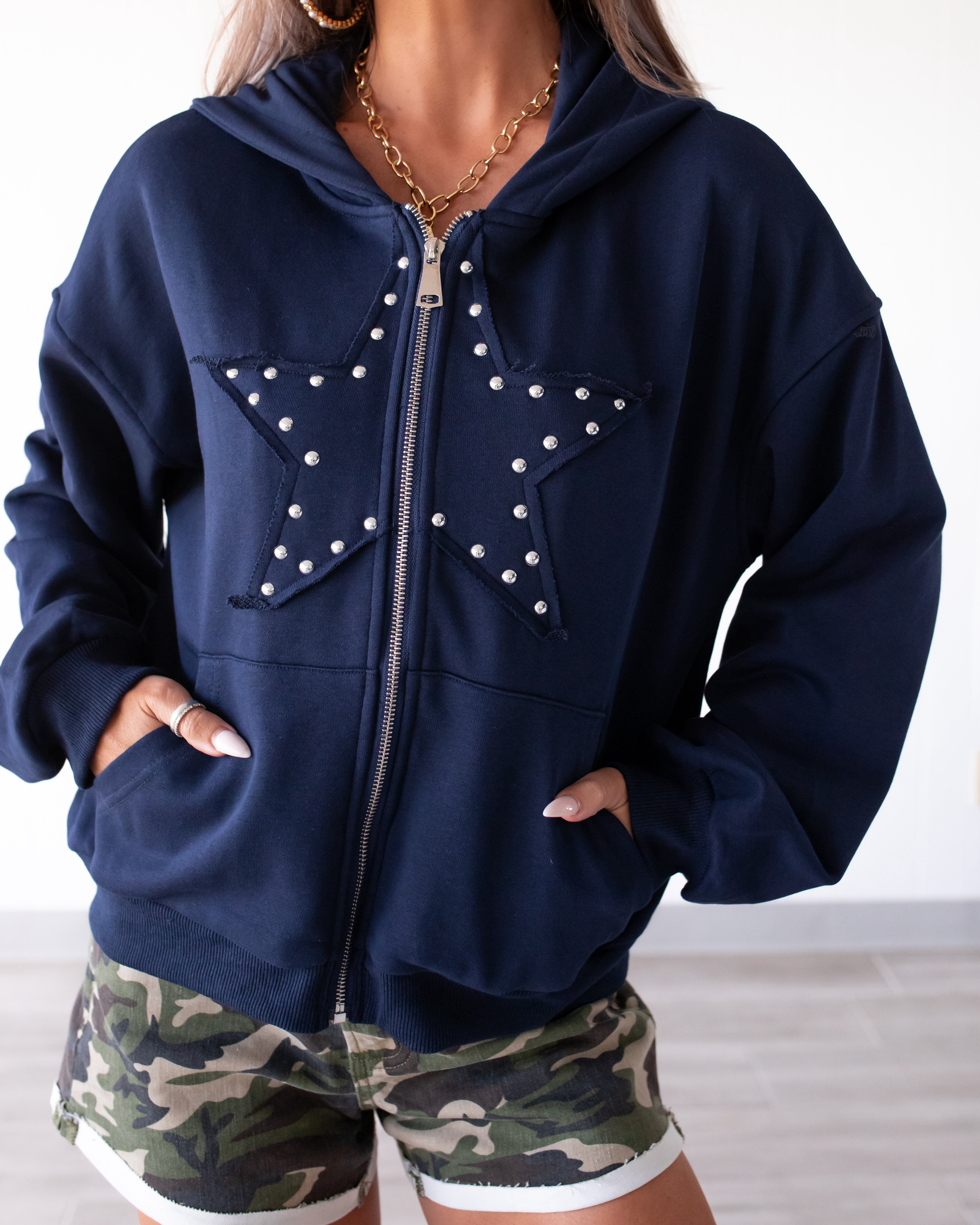 Stars & Grommets Hoodie Jacket - Navy