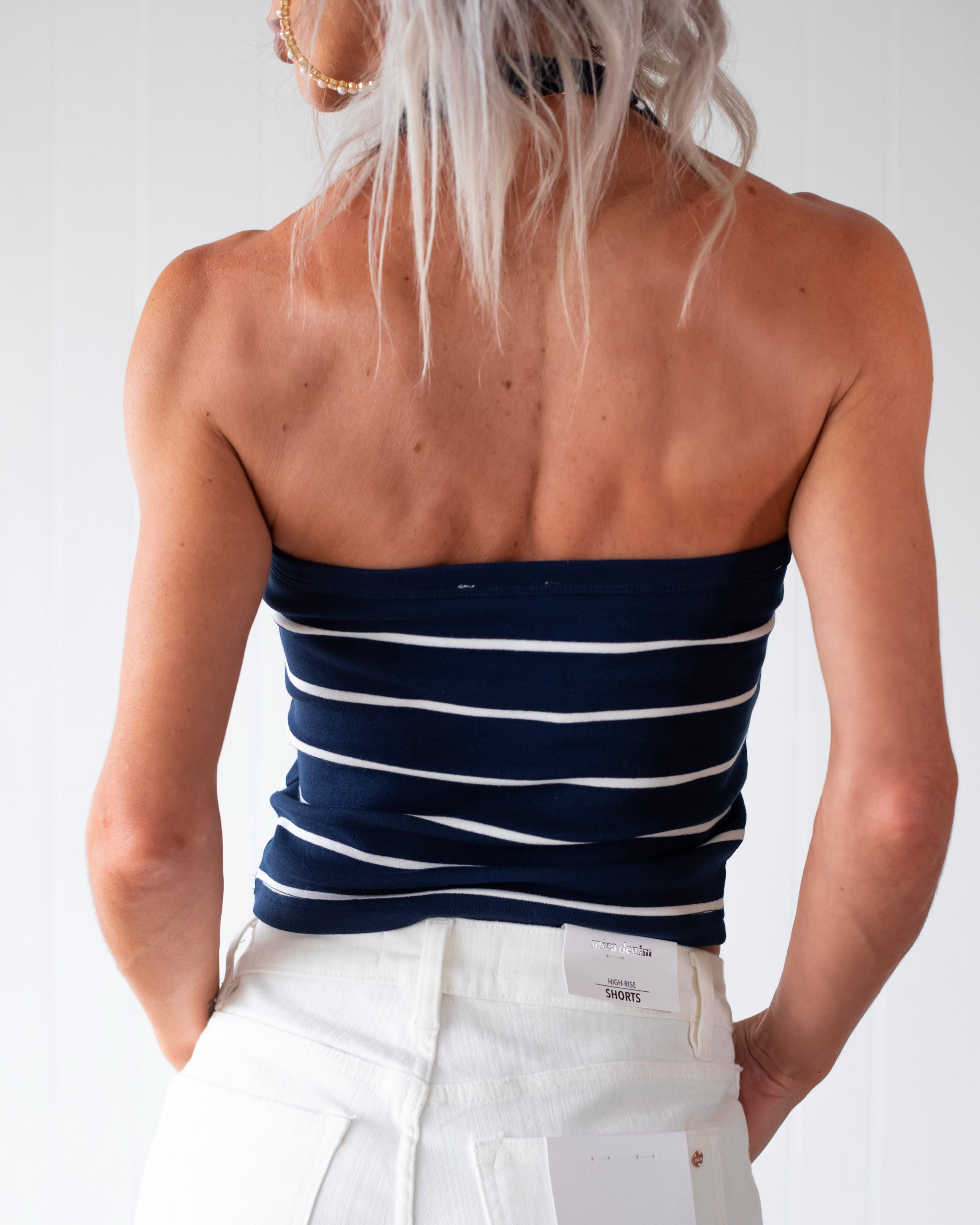 Bon Voyage Striped Halter Top - Navy
