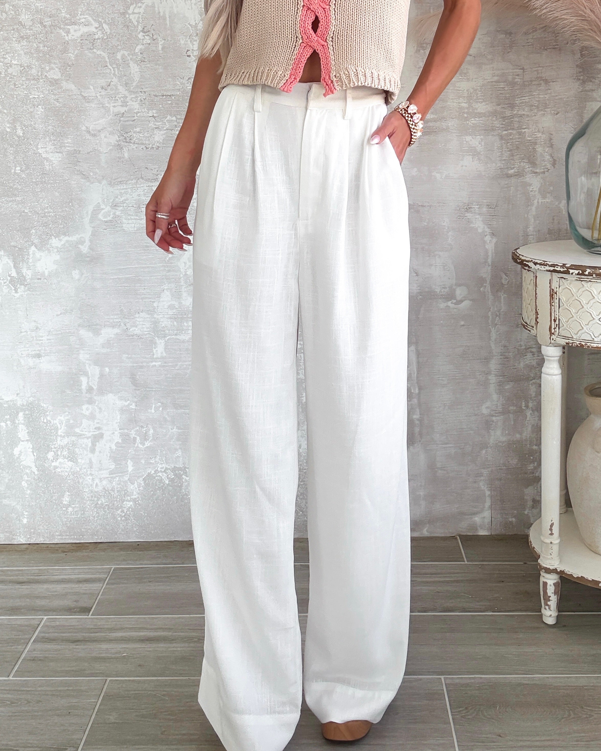 Pretty Ease Linen Pants - Off White