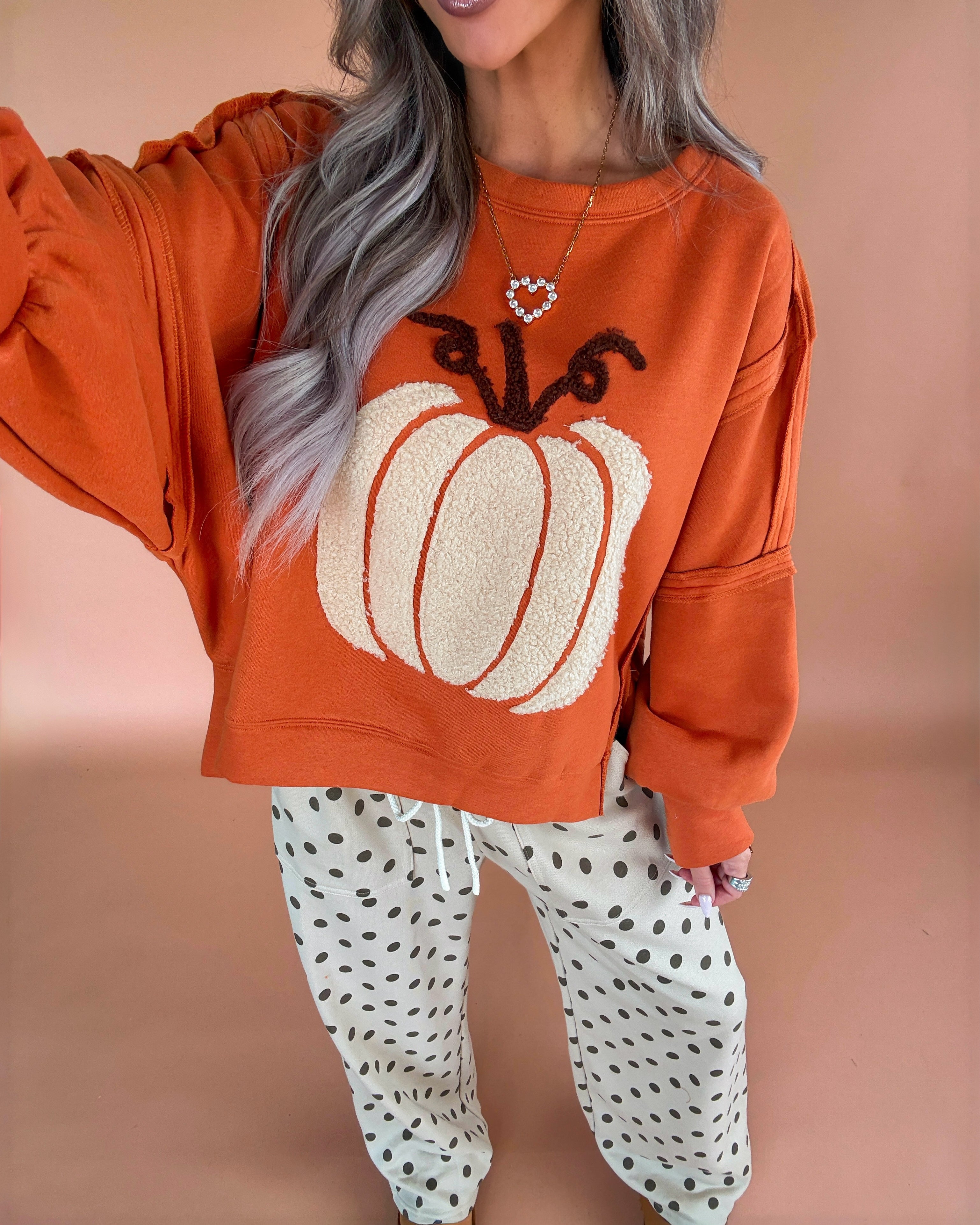 Autumn Brunch Polka Dot Lounge Pants - Beige