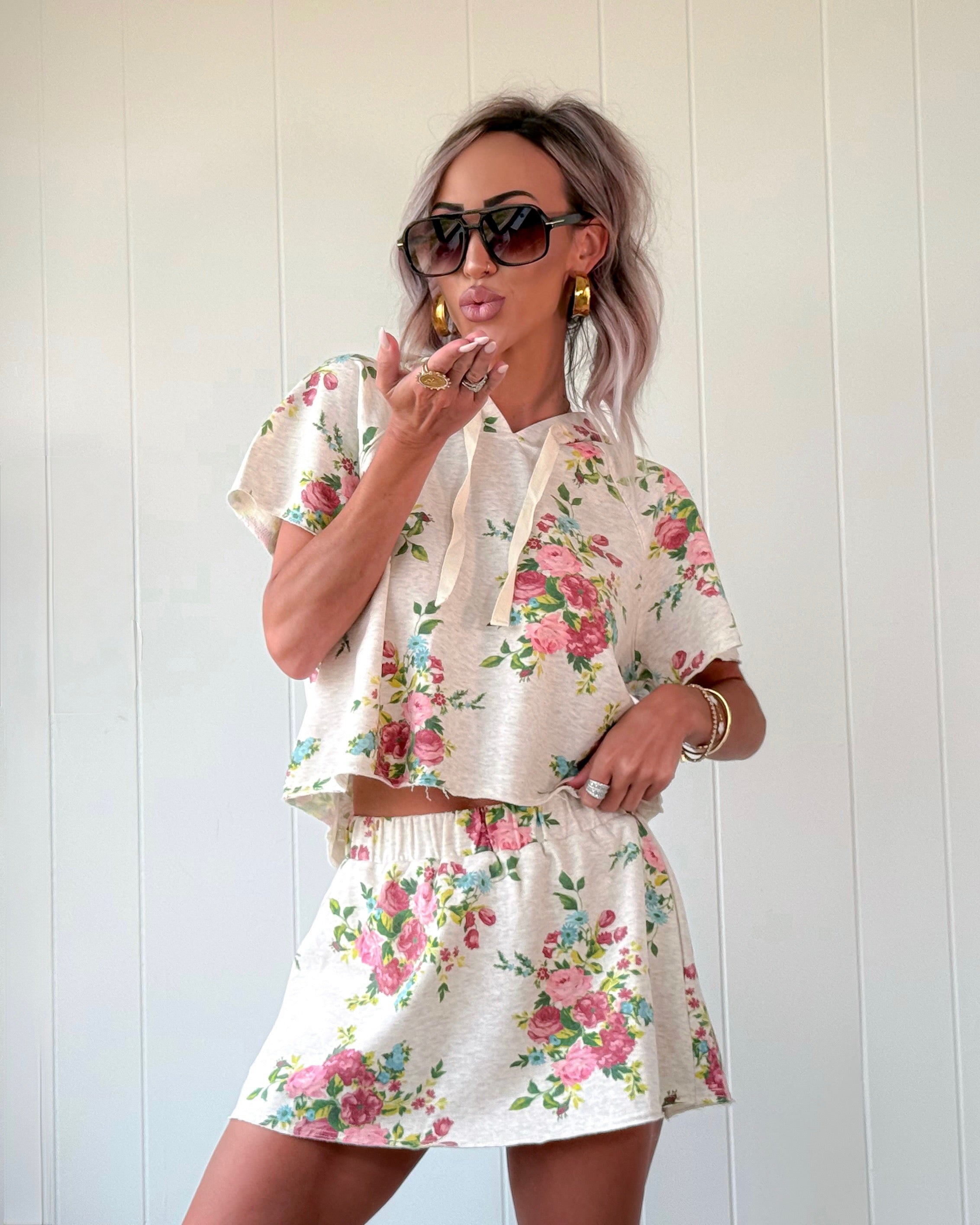 Blooming Bliss Hoodie & Skort Set - Oatmeal