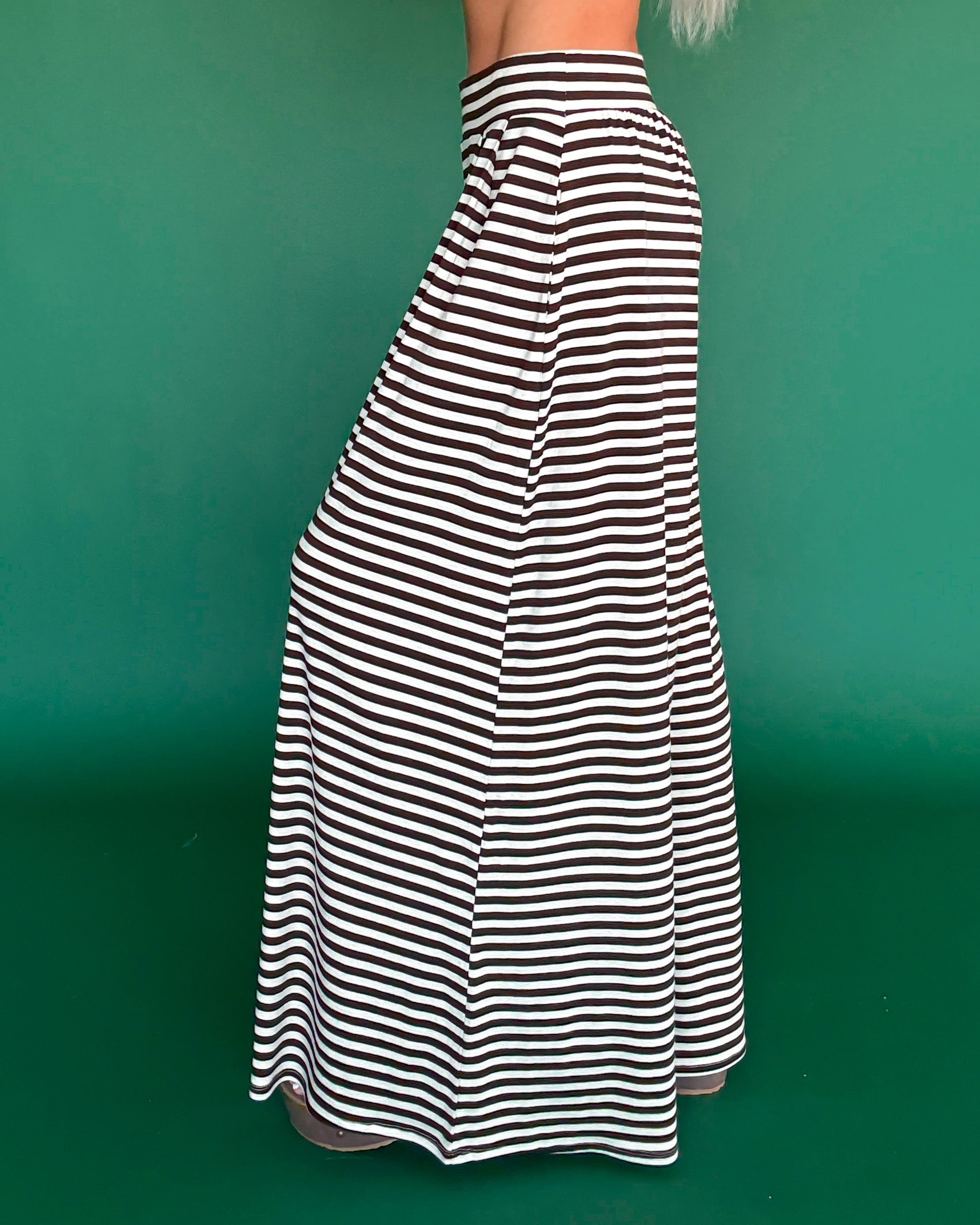 Brown Sugar Babe Striped Wide Leg Pants - Cream/Brown