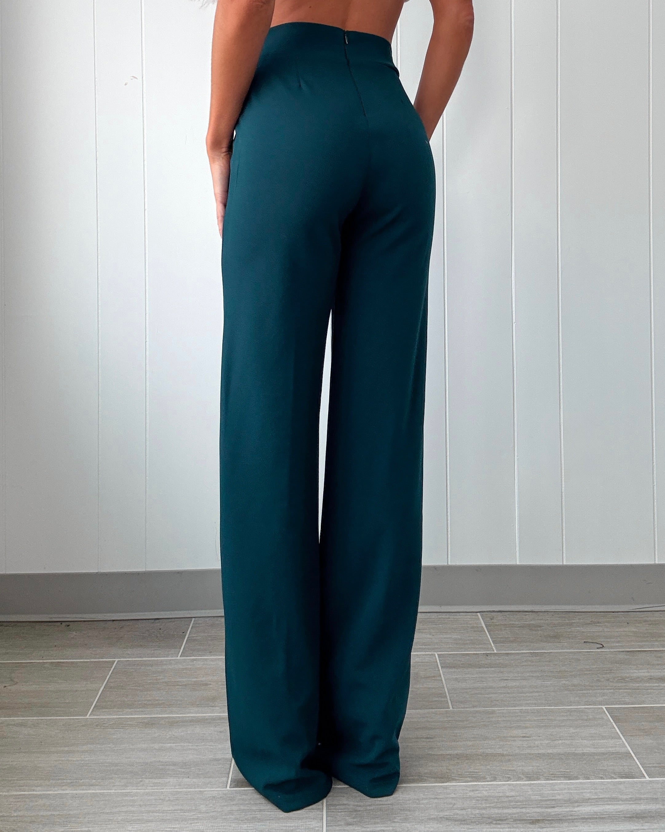 Business Or Pleasure Pleated Flare Pants - Jade