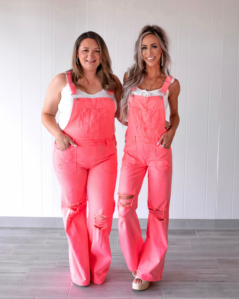 Acid Dream Wide Leg Overalls - Coral