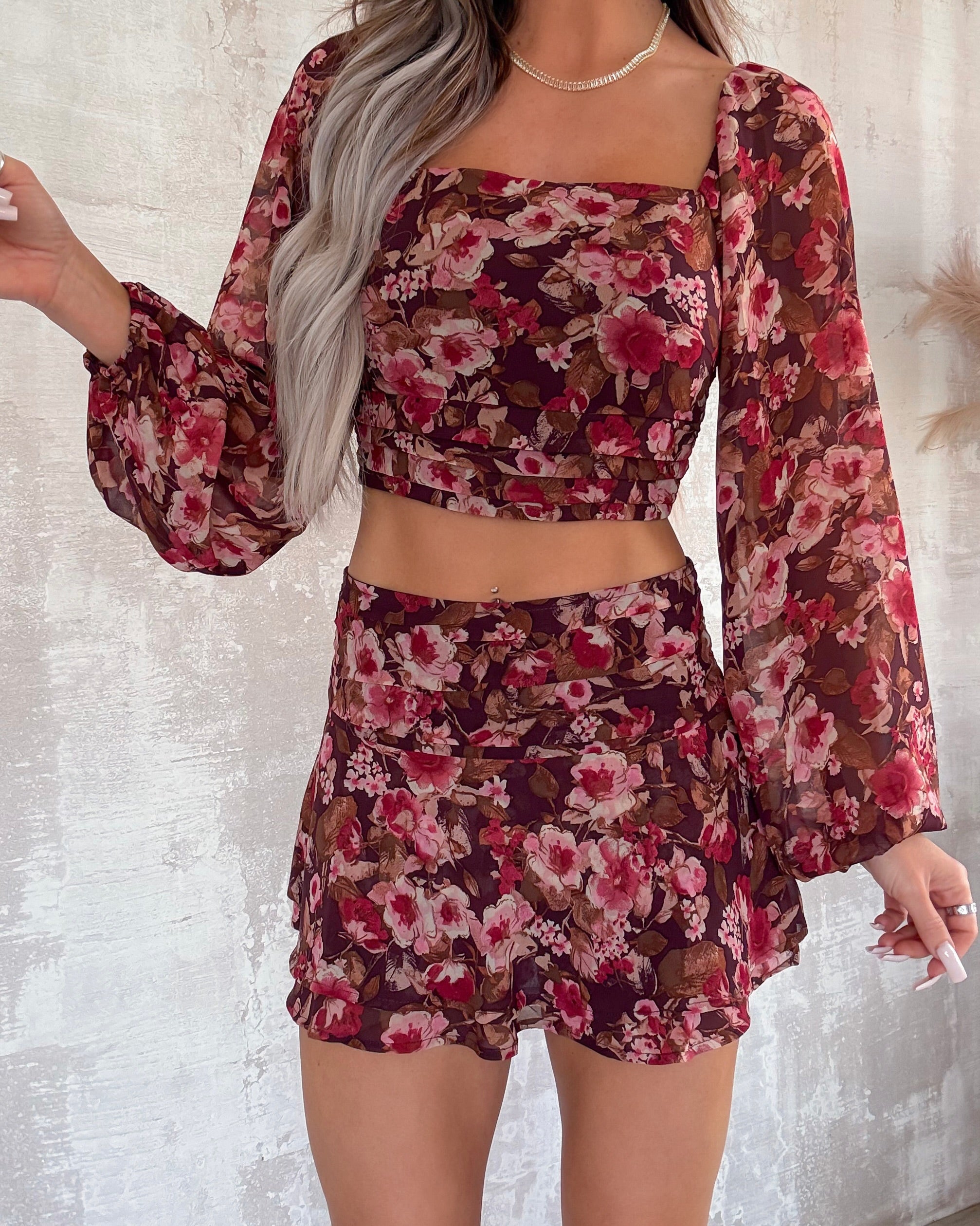 Rustling Roses Chiffon Skirt - Floral