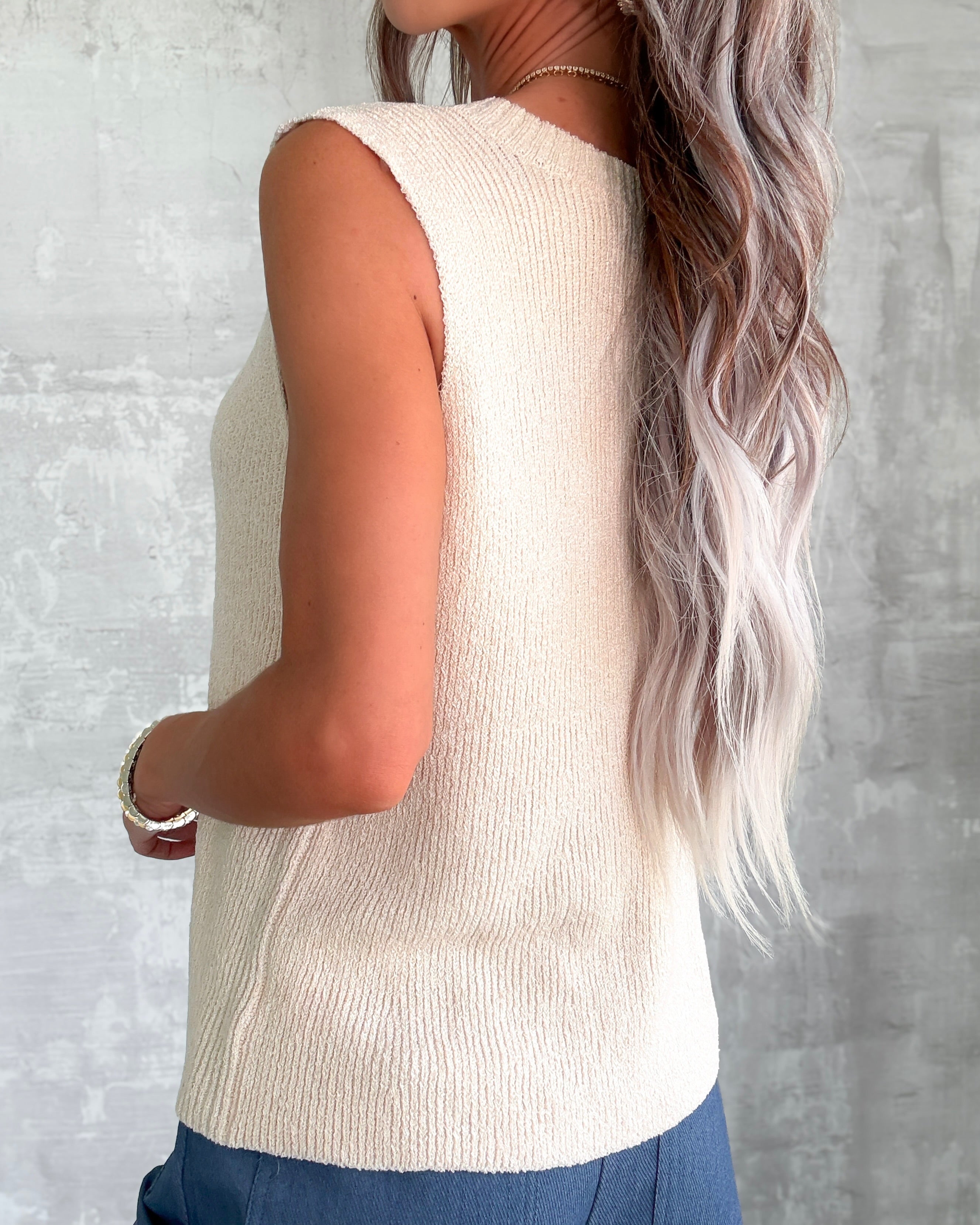 Everly Airy Knit Tank - Natural