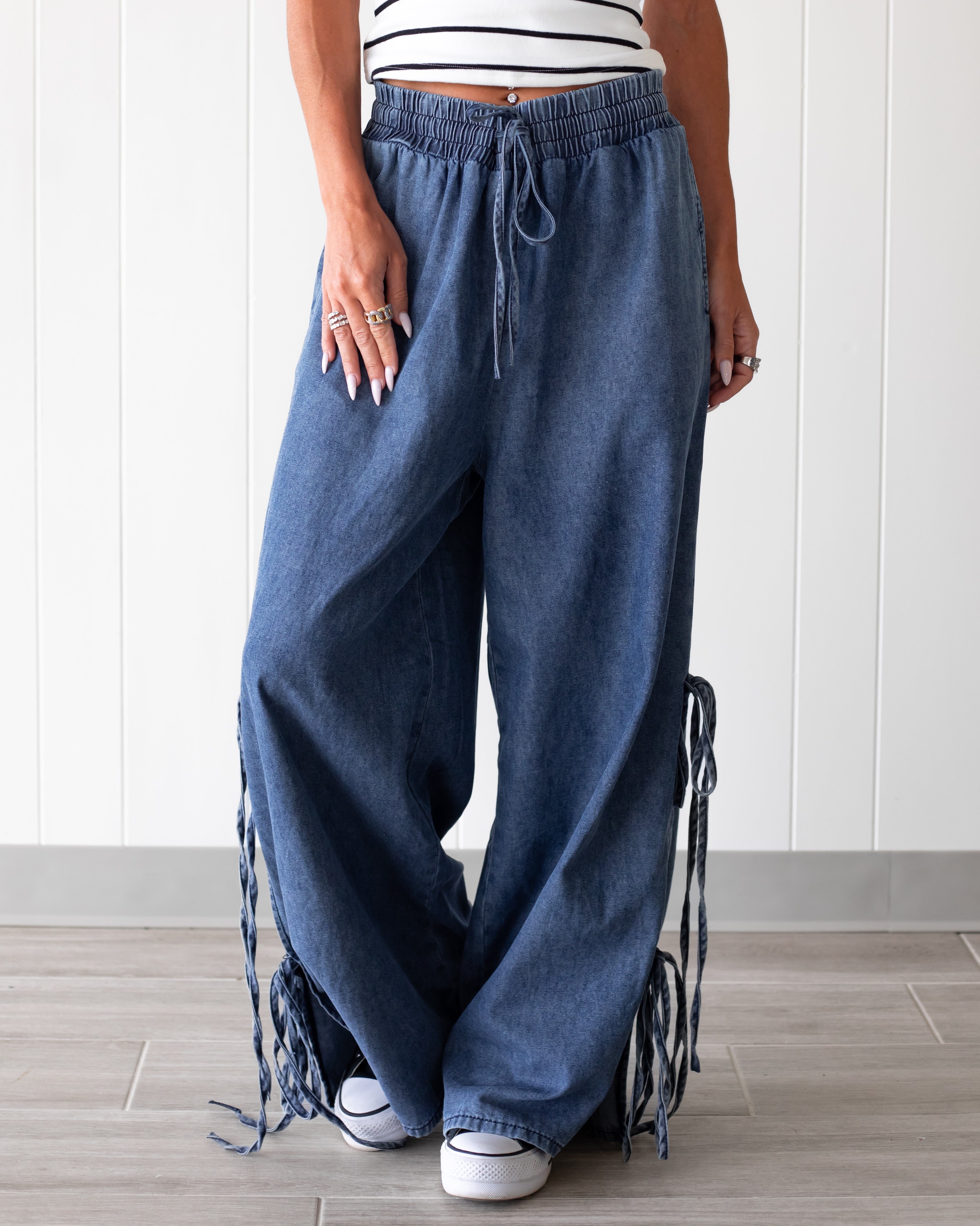 Coastal Drift Wide Leg Denim Pants