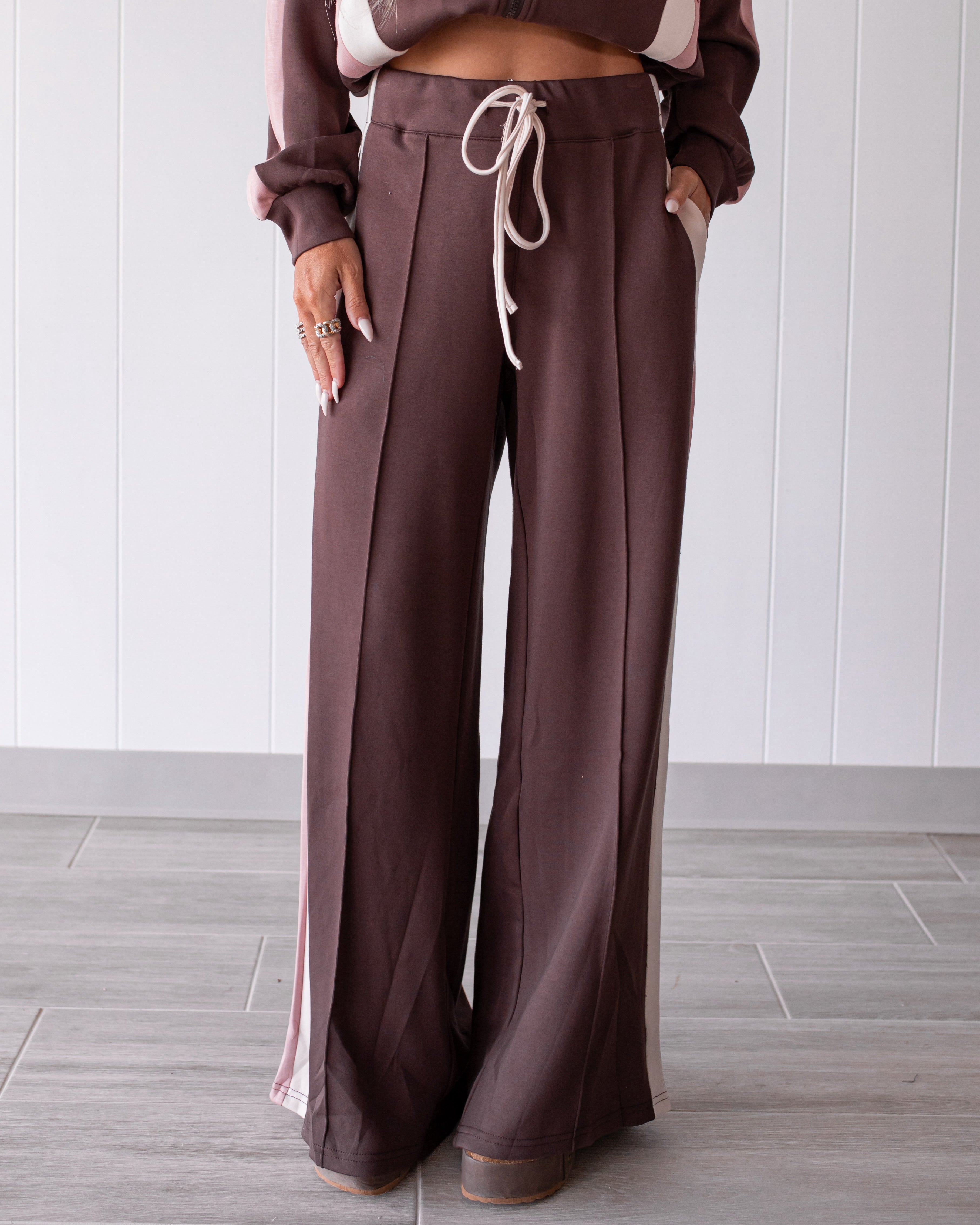 Latte Love Stripe Lounge Pants - Brown/Pink