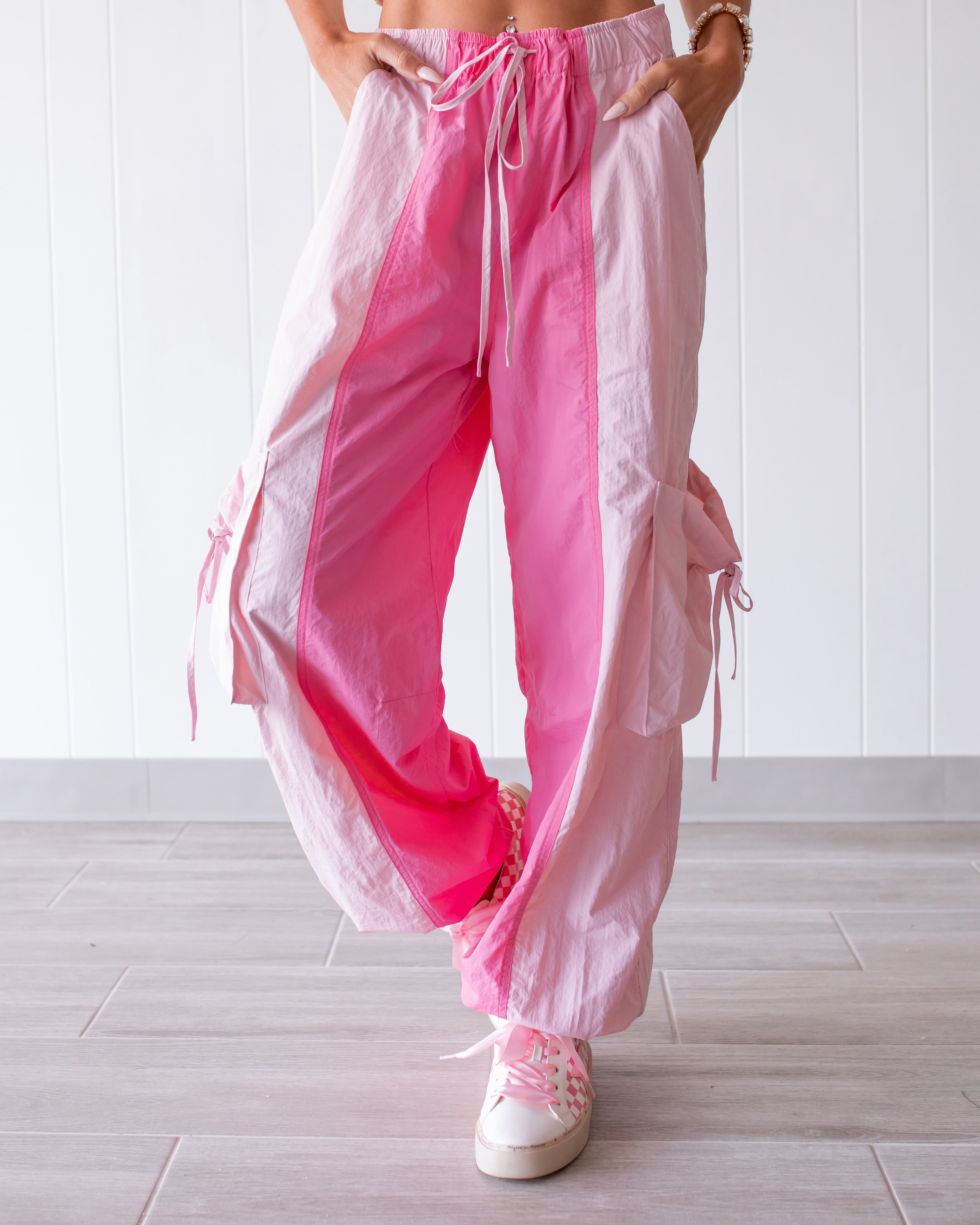 Split Style Windbreaker Pants - Bubble Pink