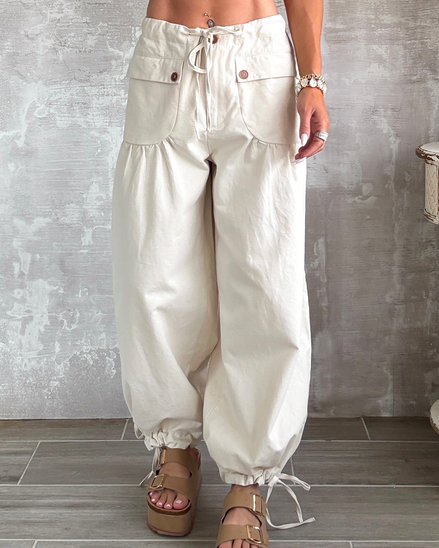 Sloane Tie Detail Pant - Ivory