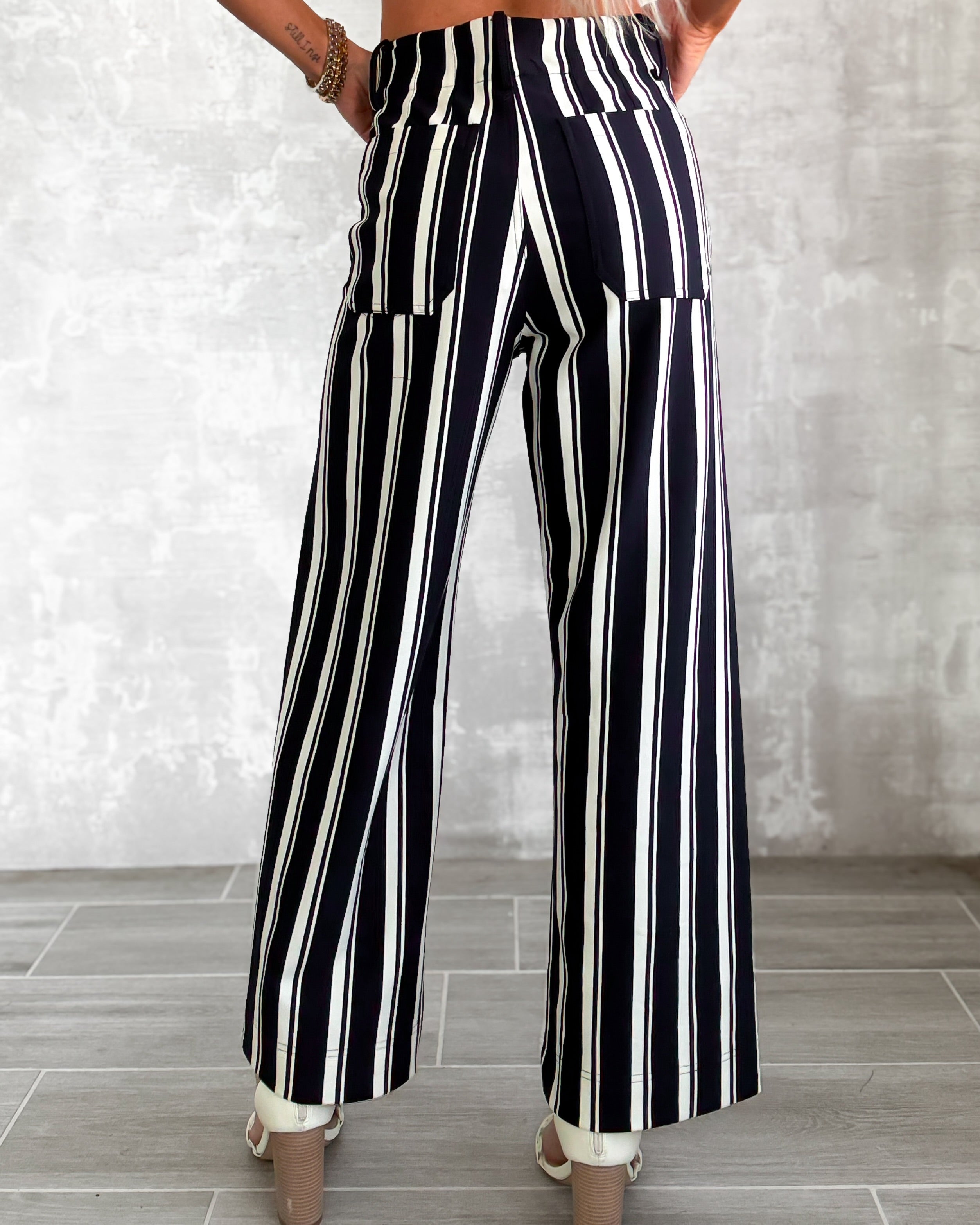 Boss Mode Striped Pants - Navy