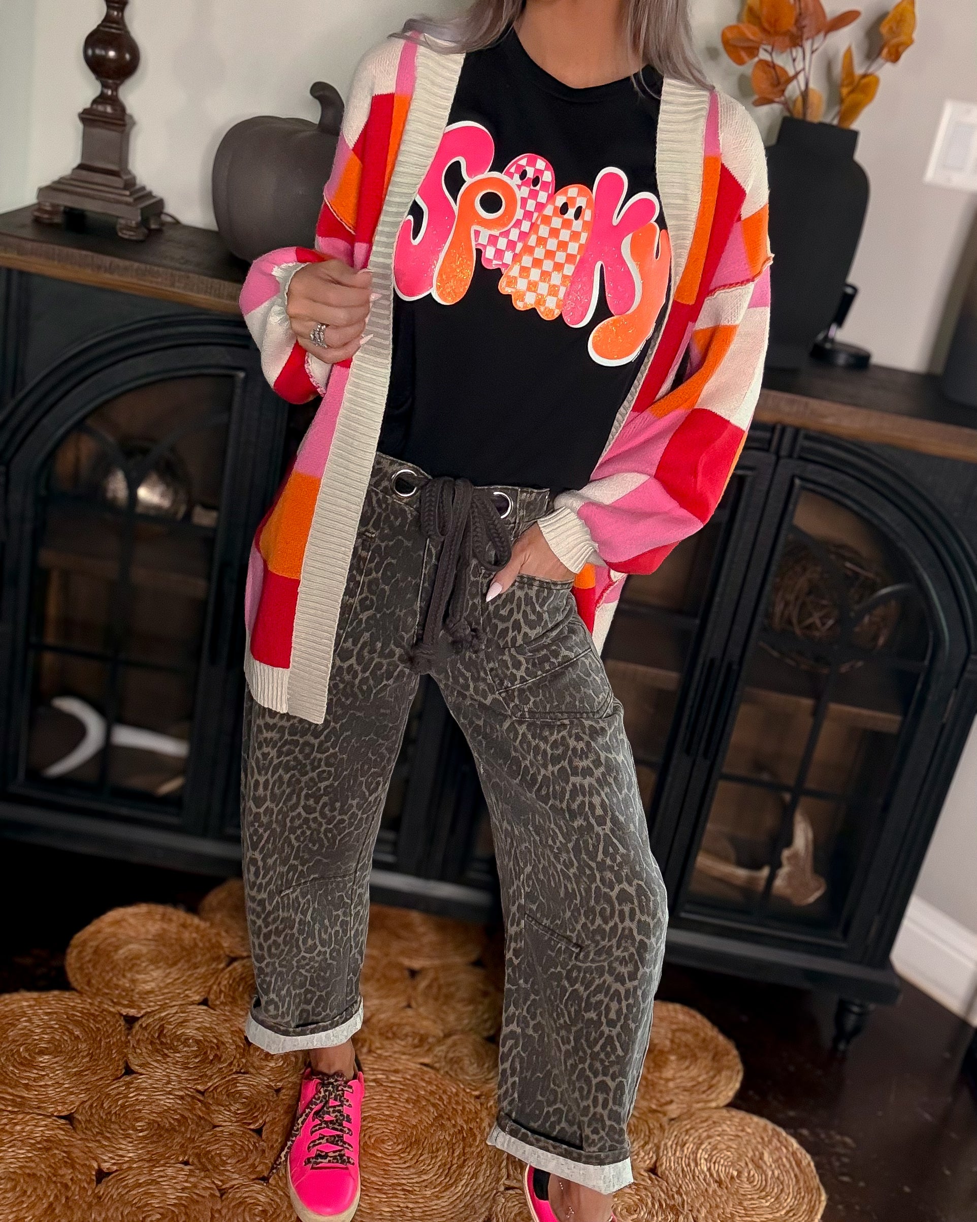 Spooky Glitter Puff Tee - Black