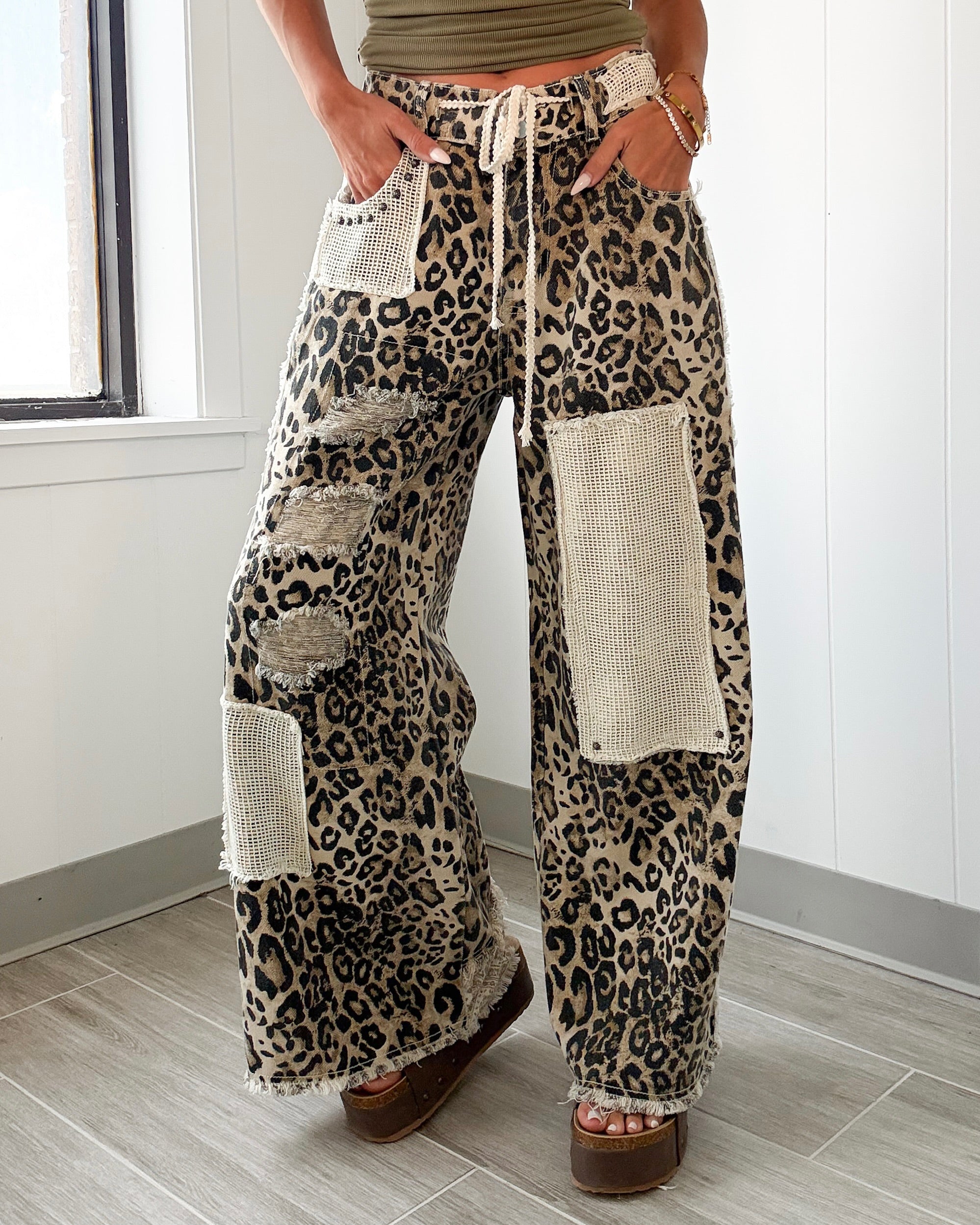 Wild & Woven Leopard Crochet Pants