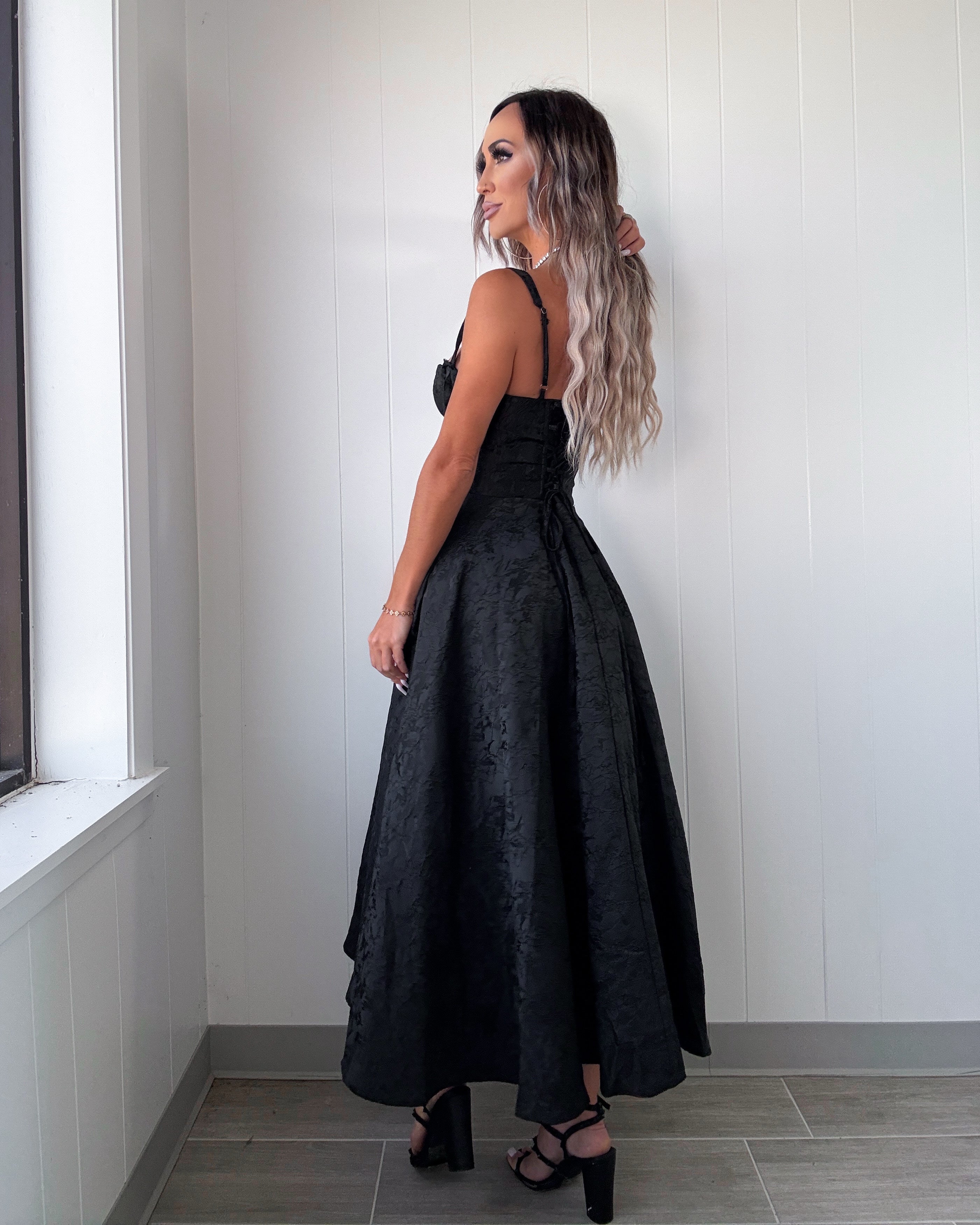 Lady Luxe Corset Twirl Dress - Black