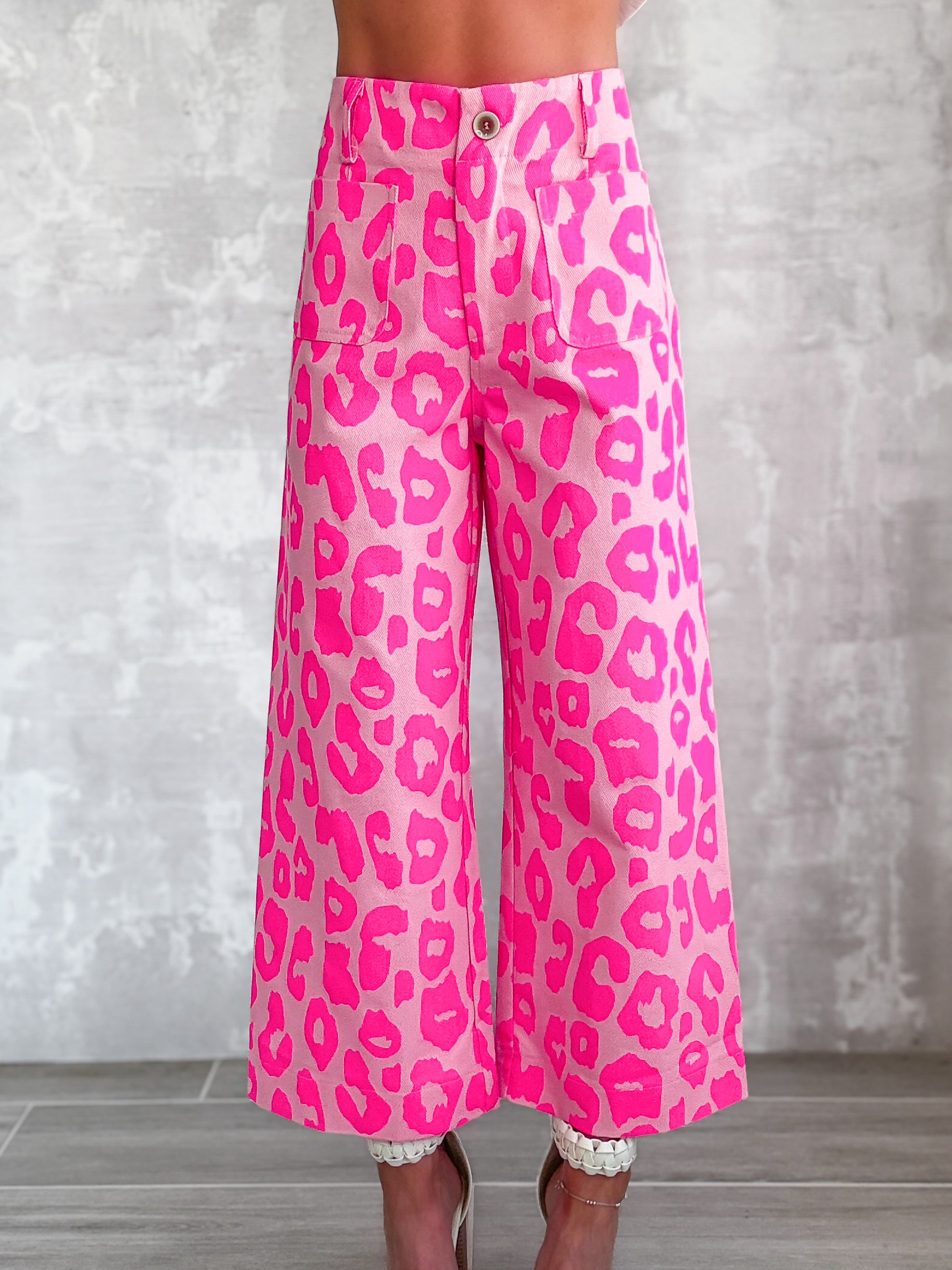 Monroe Cropped Leopard Jeans - Pink