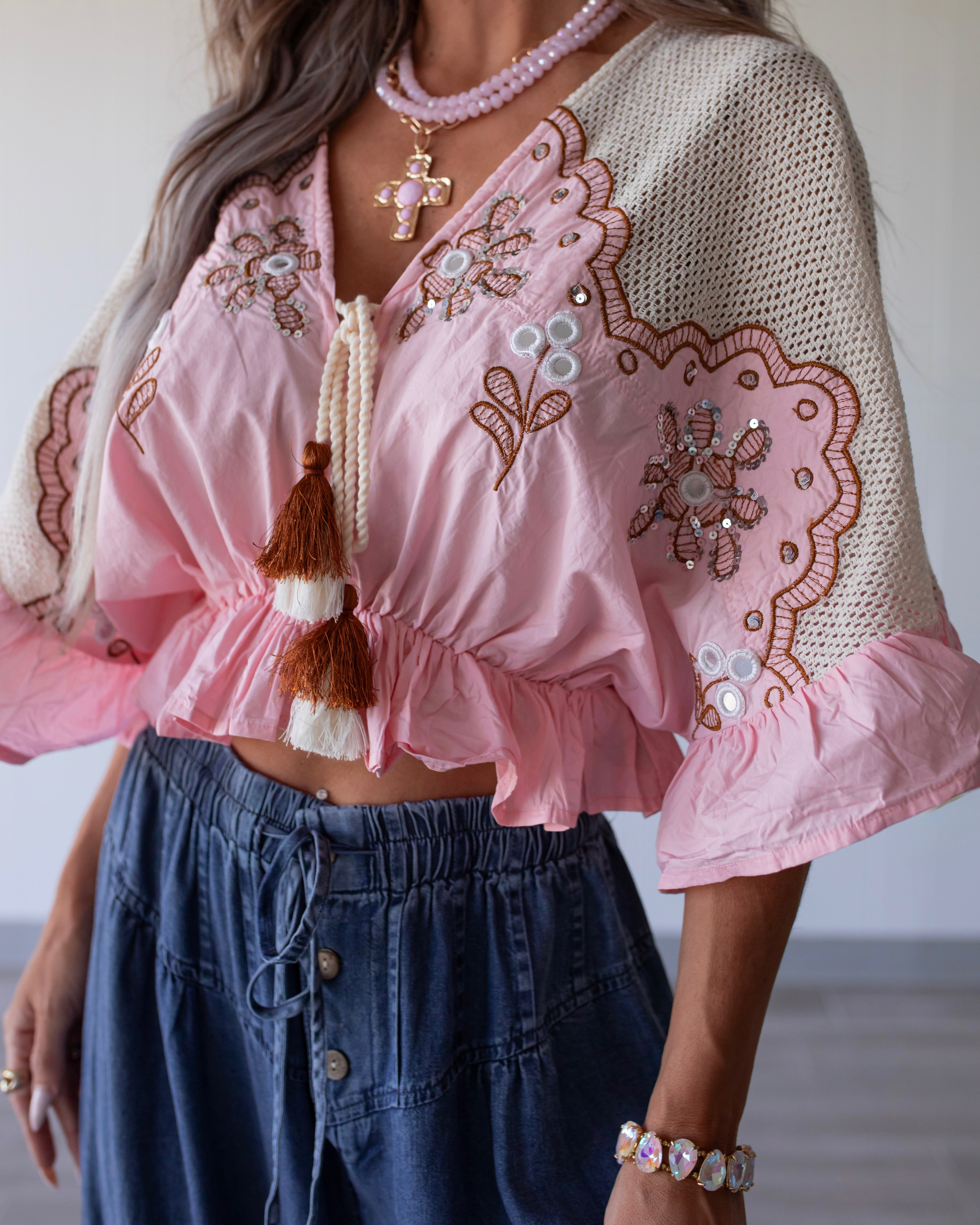 Tropicana Tassel Crop Top - Pink