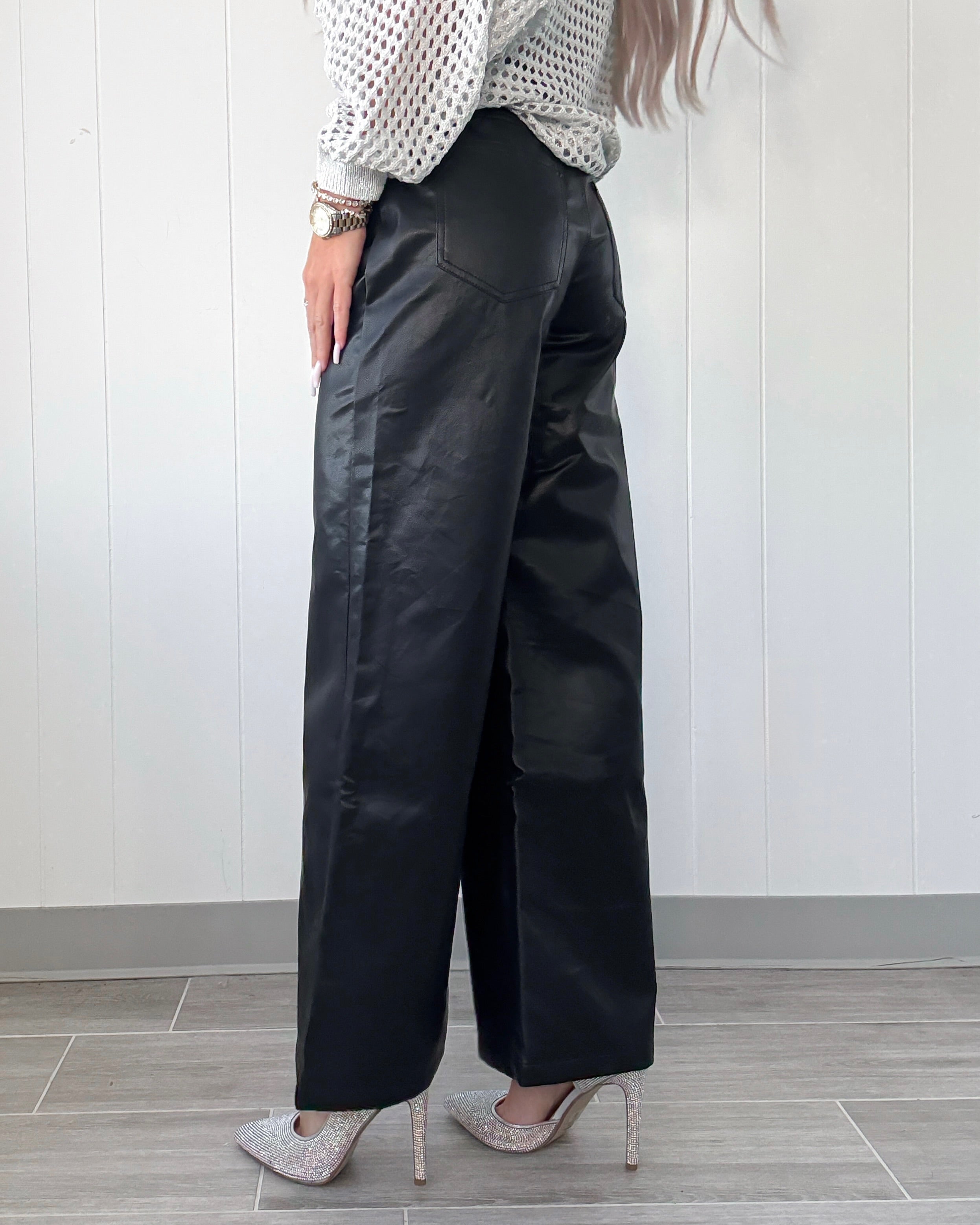 Kylie Faux Leather Pants - Black