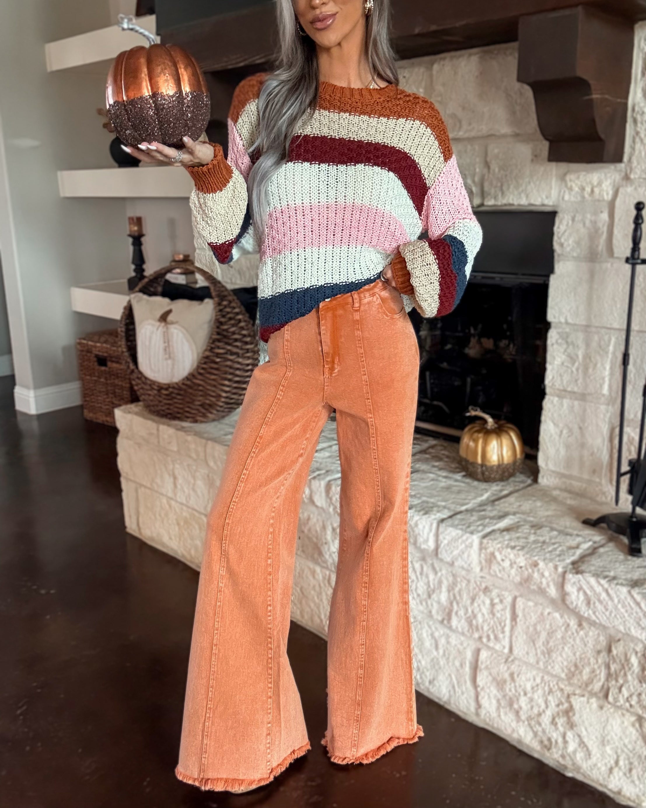 Camille Palazzo Wide-Leg Jeans - Light Rust