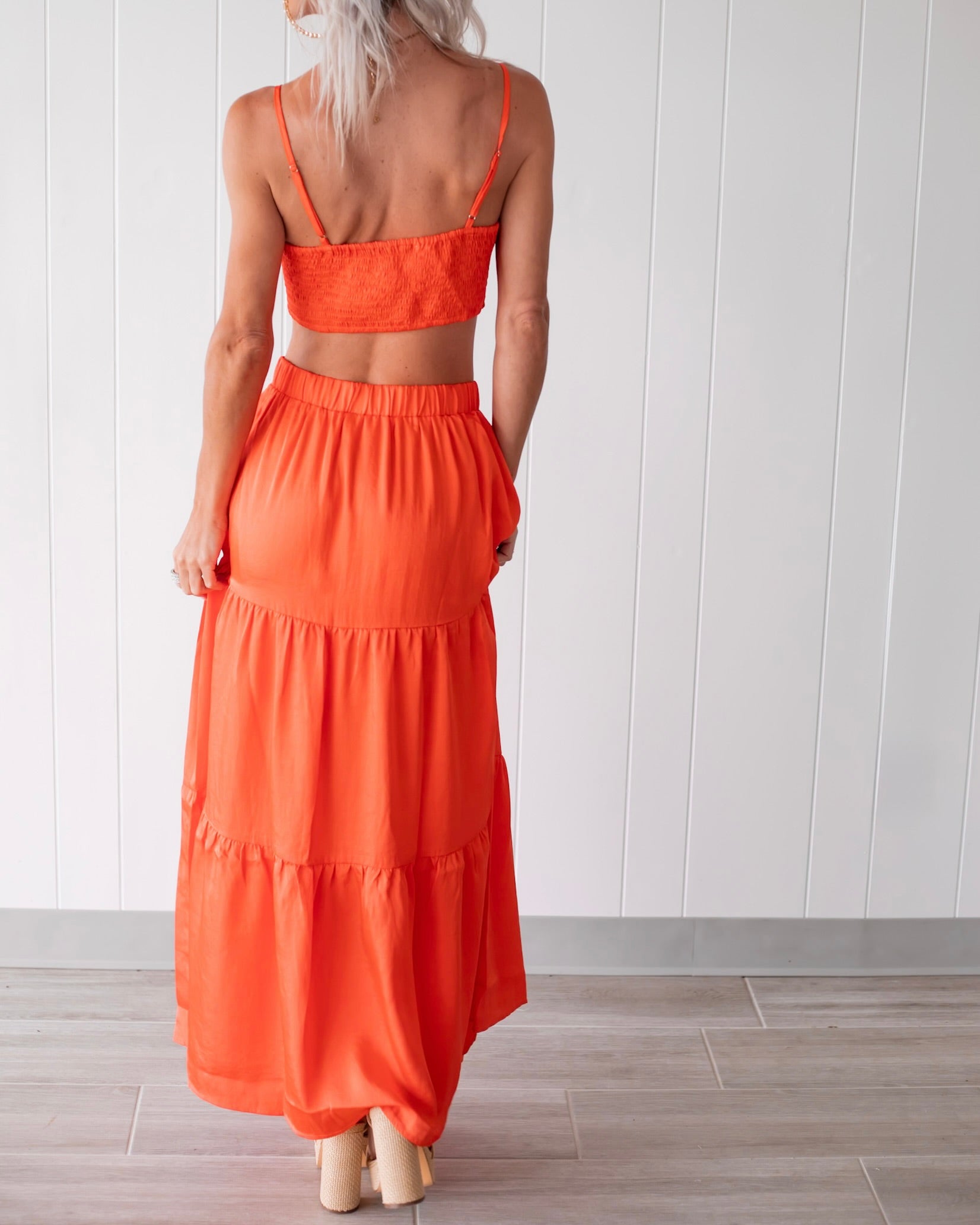 Sunset Twist Skirt Set - Orange