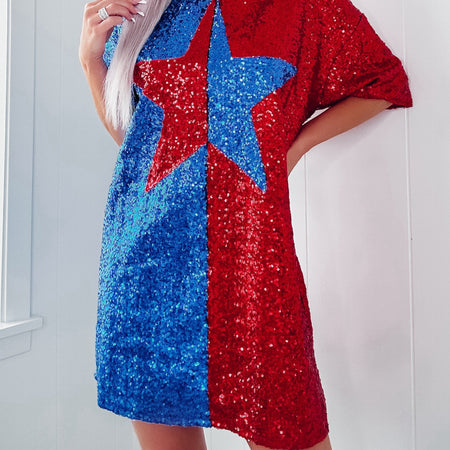 starstruck sequin dress in royal blue KHYLA